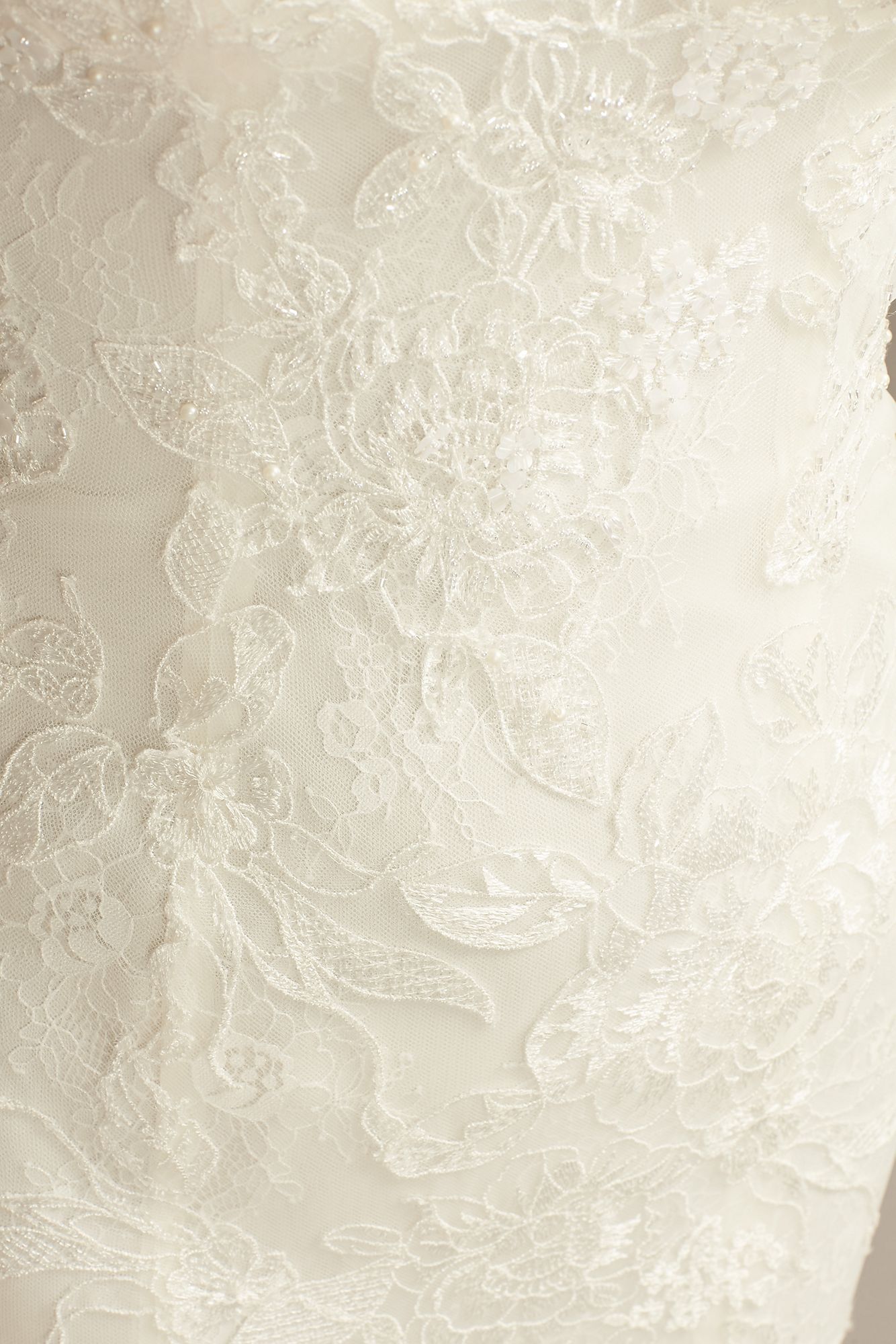 Floral Lace Applique Spaghetti-Strap Wedding Dress WG3981
