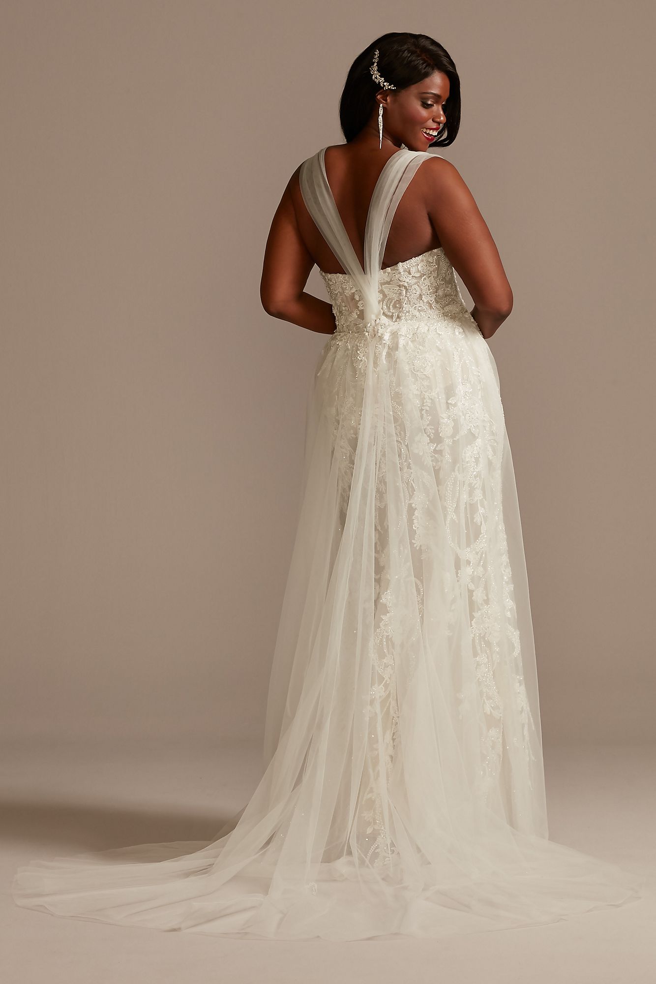 Removable Sleeves Tall Plus Bodysuit Wedding Dress Galina Signature 4XL9MBSWG881