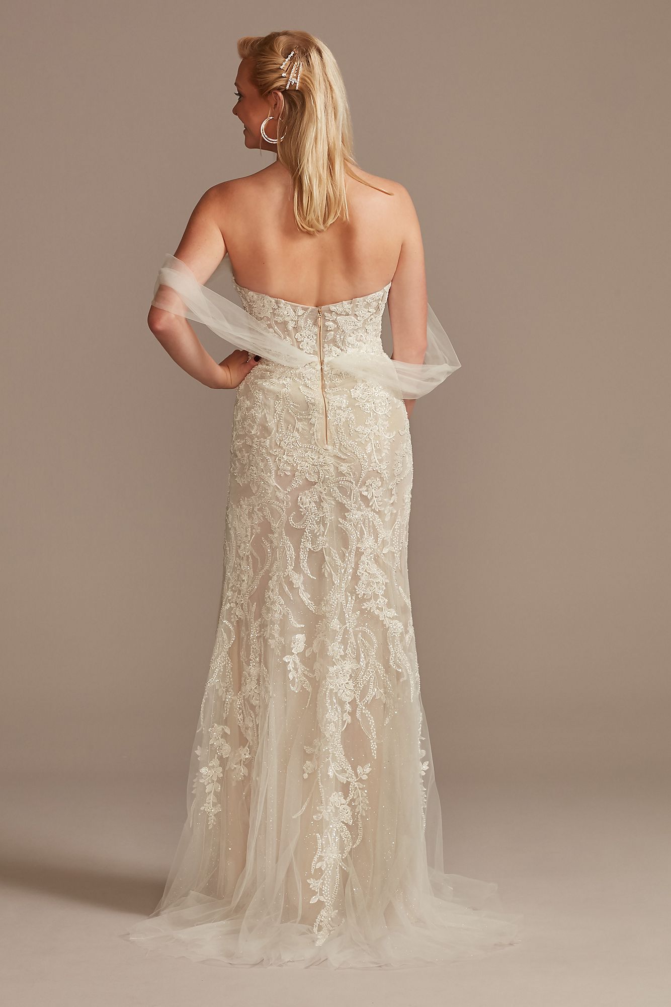 Removable Sleeves Tall Bodysuit Wedding Dress Galina Signature 4XLMBSWG881