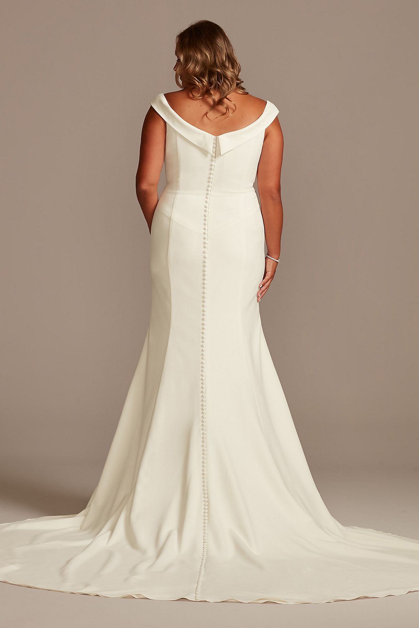 Crepe Off-the-Shoulder Plus Size Mermaid Dress David's Bridal 9WG4013