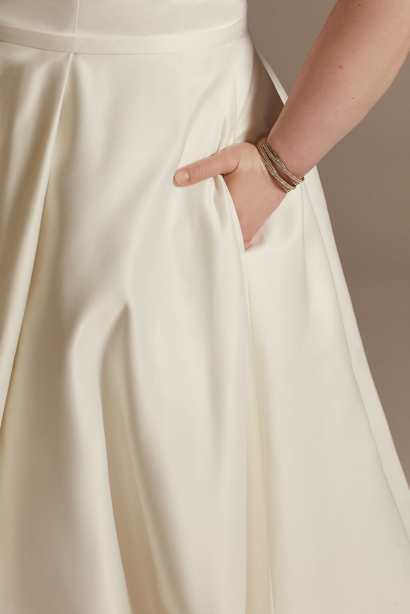 Strapless Plus Size Satin Wedding Dress with Slit DB Studio 9WG4017