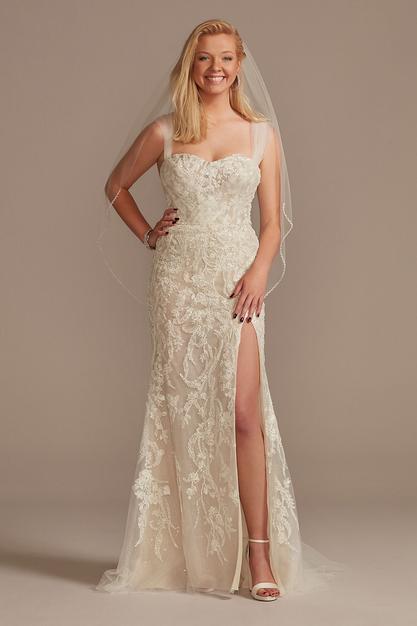 Removable Sleeves and Train Bodysuit Wedding Dress Galina Signature MBSWG881