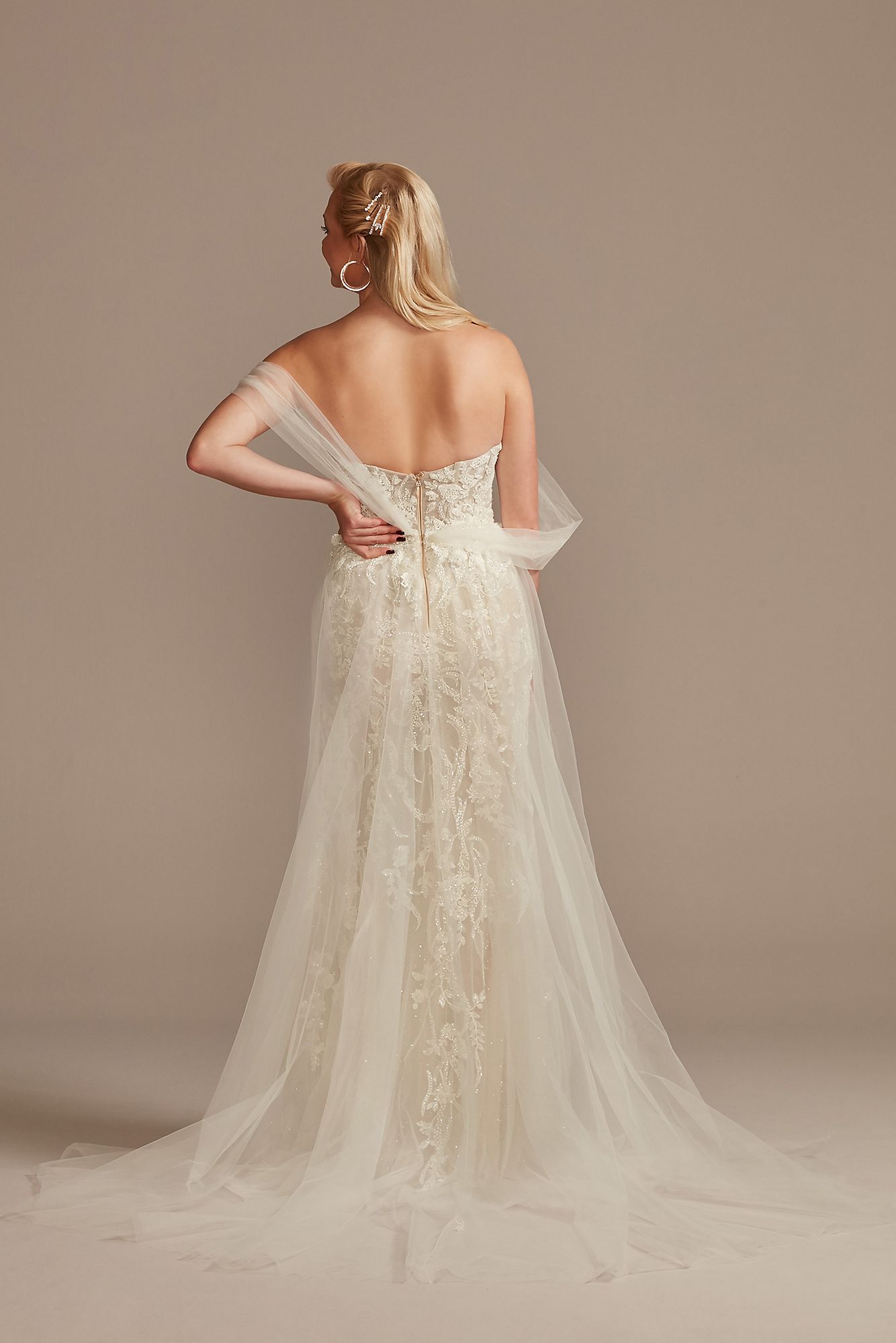 Removable Sleeves and Train Bodysuit Wedding Dress Galina Signature MBSWG881
