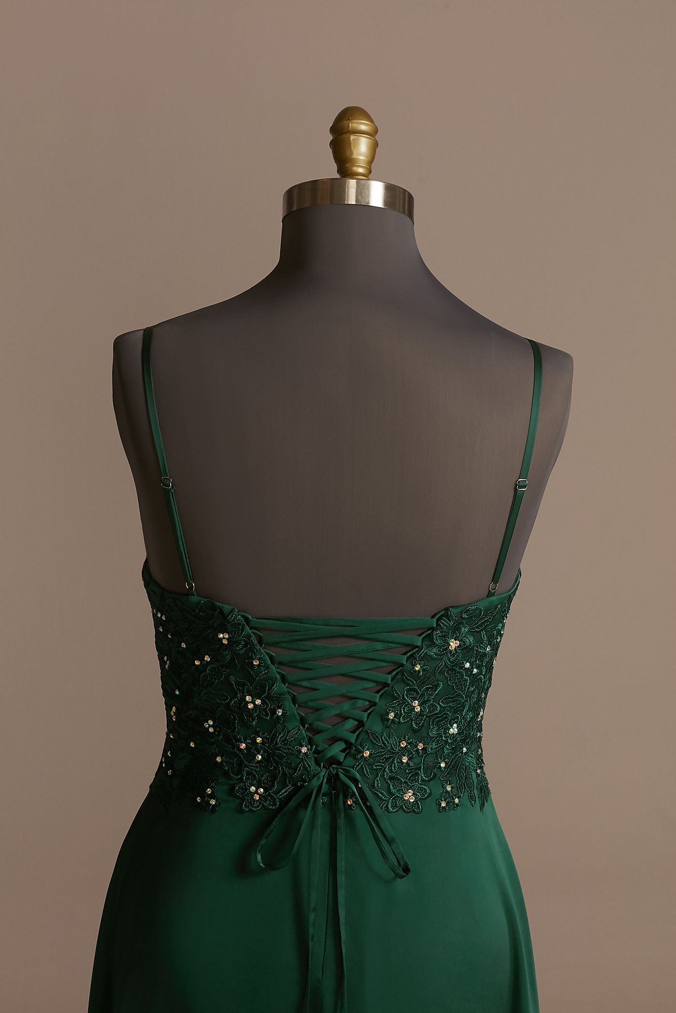 Embellished Skinny Strap Plus Size Dress with Slit  WBM2303RWW