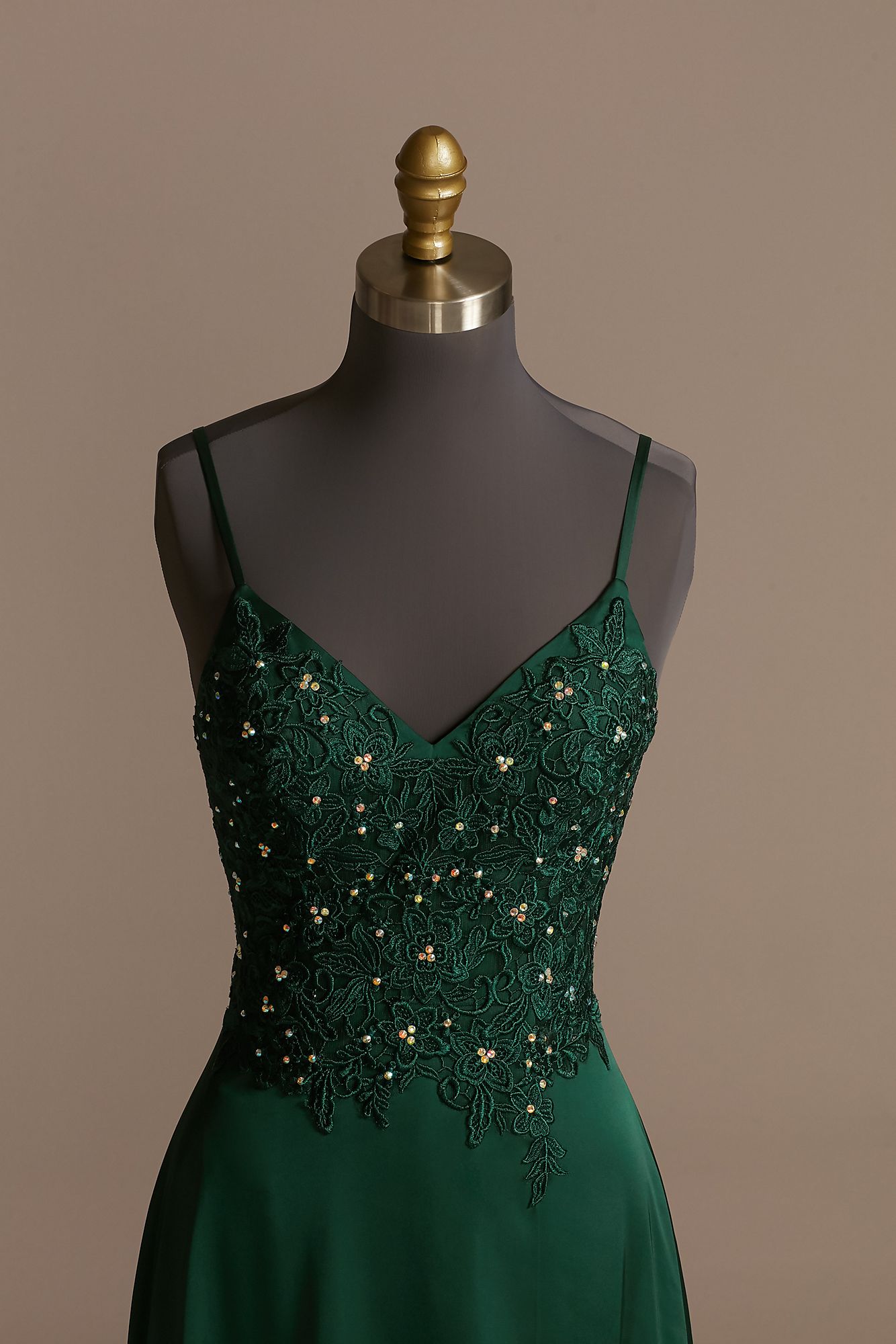 Embellished Bodice Spaghetti Strap Dress with Slit  WBM2303RW
