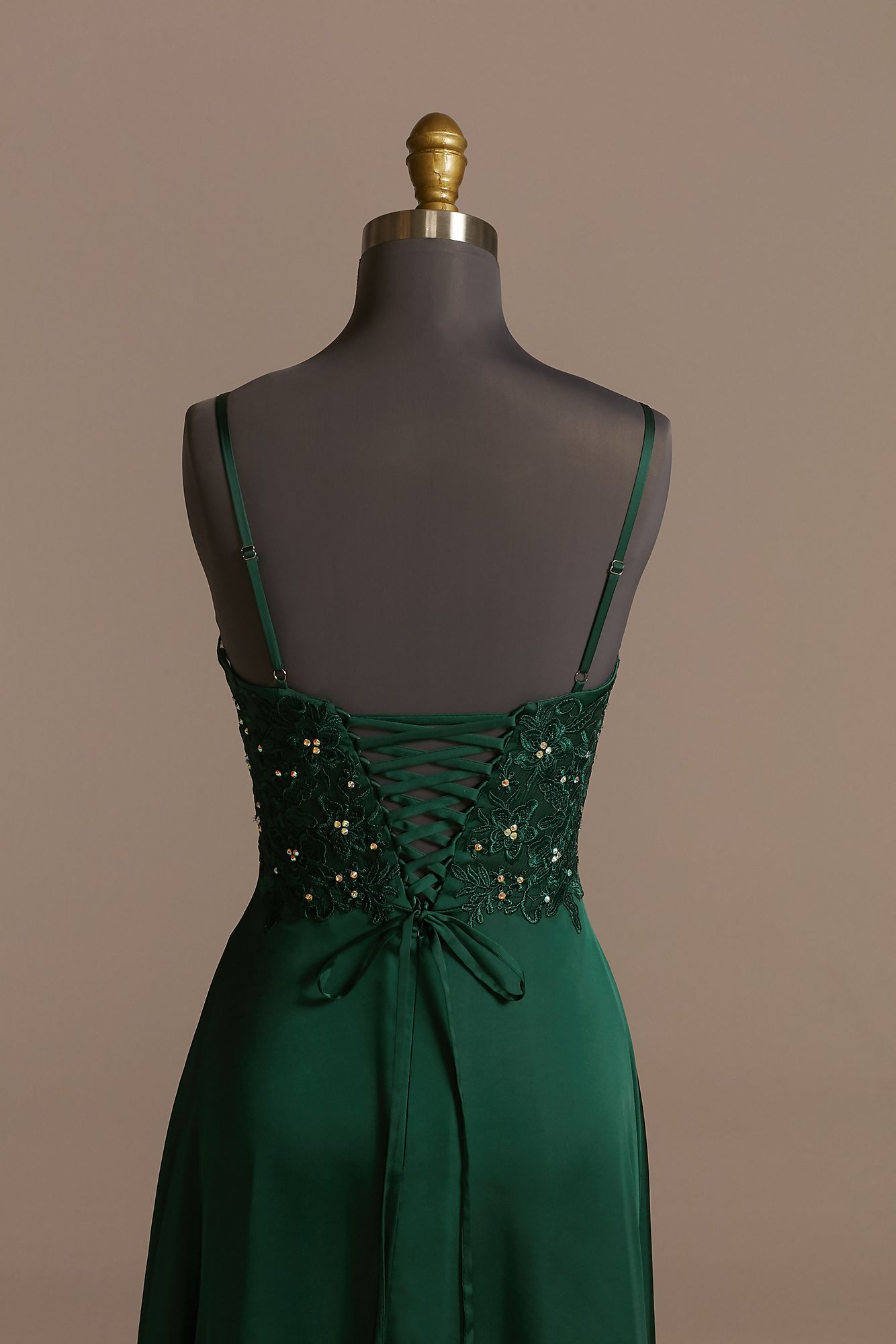 Embellished Bodice Spaghetti Strap Dress with Slit  WBM2303RW