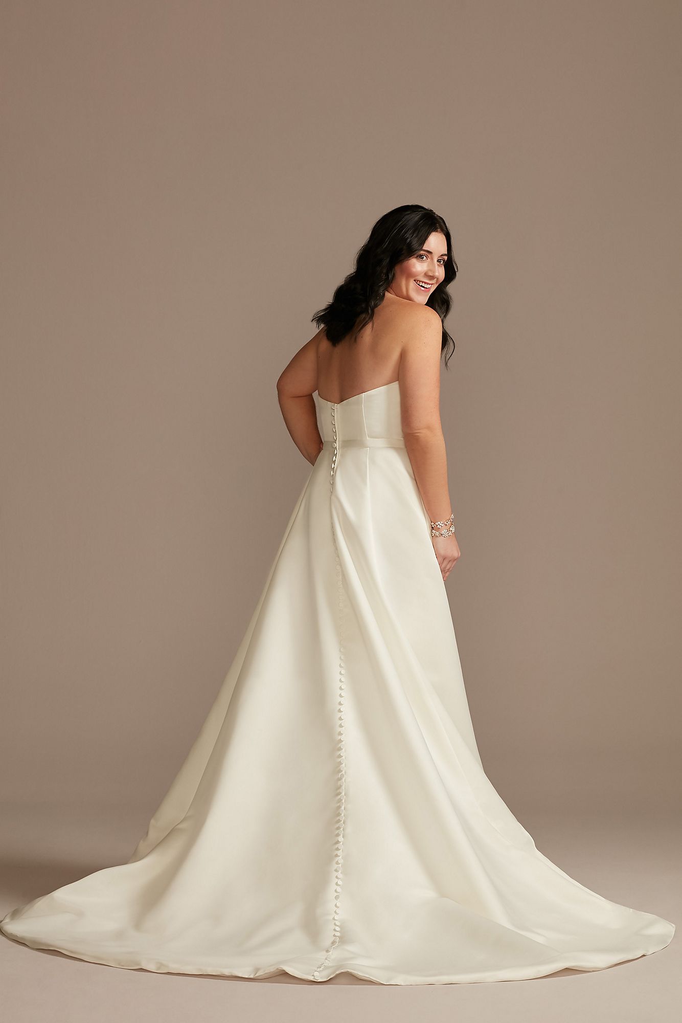 Strapless Satin Wedding Dress with Skirt Slit DB Studio WG4017