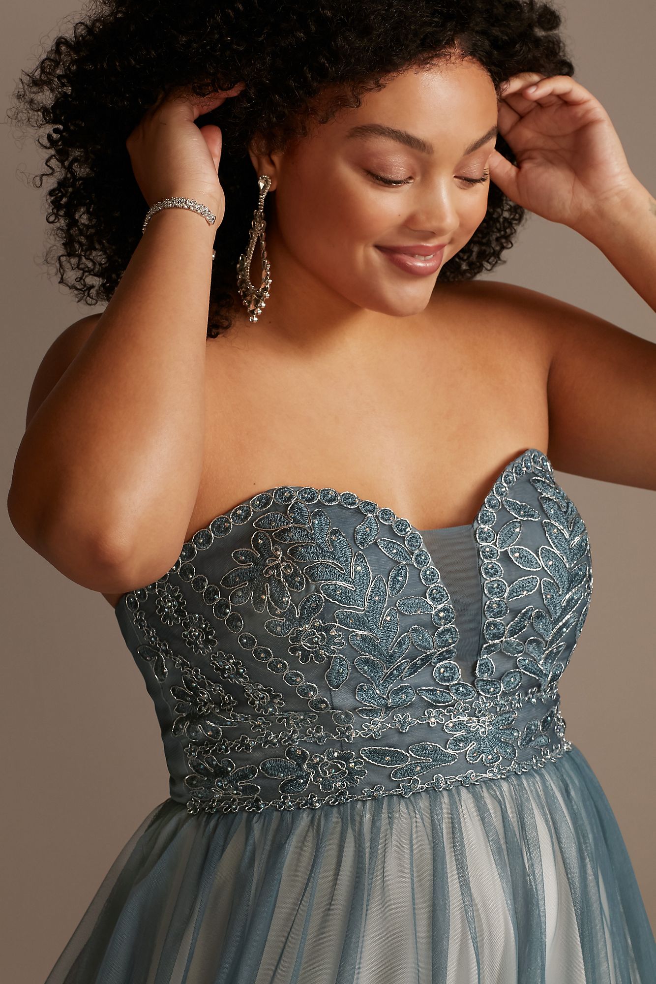 Corded Lace Embellished Bodice Plus Size Gown 2122BNW