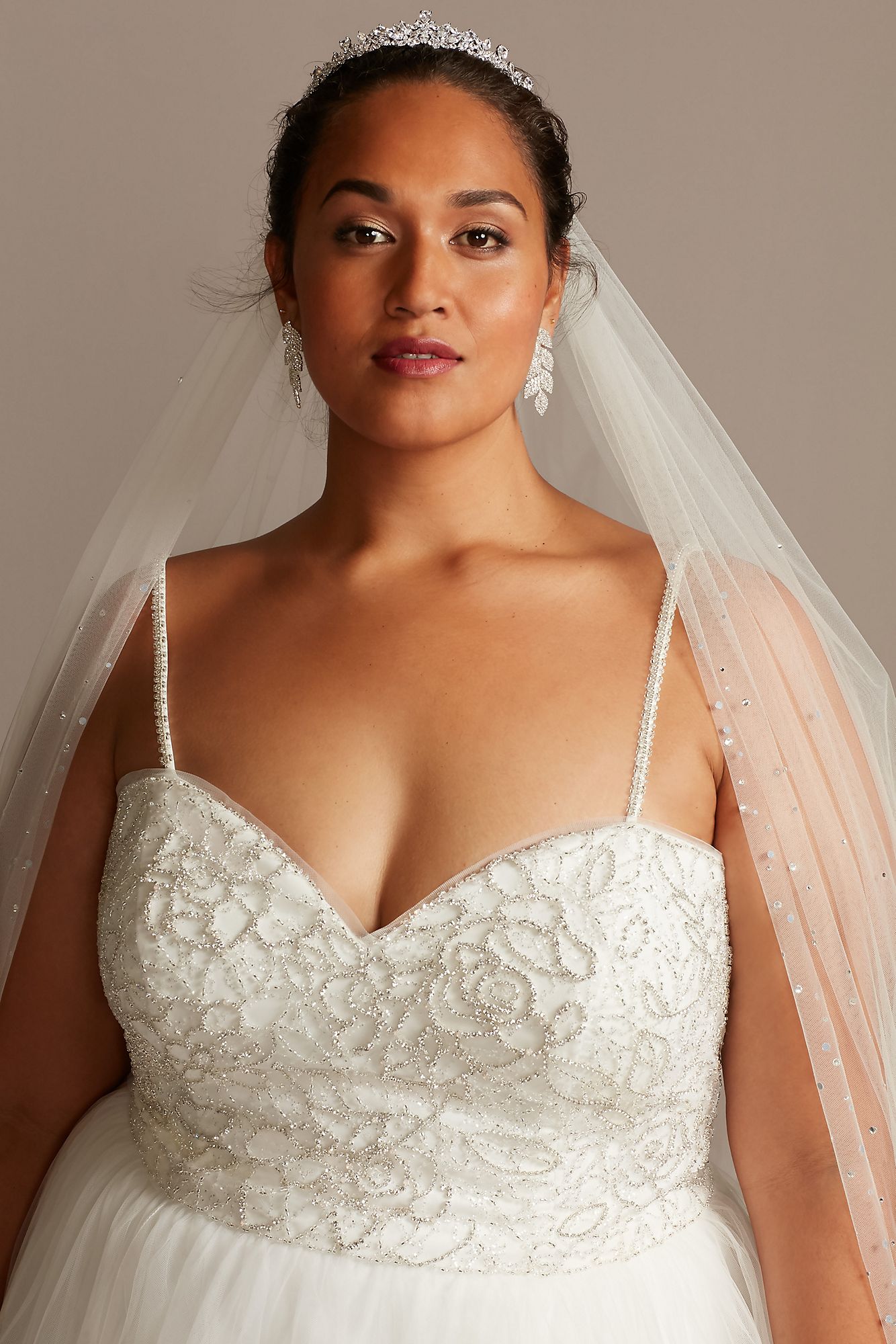 Crystal Floral Bodice Tall Plus Wedding Dress 4XLWG3996