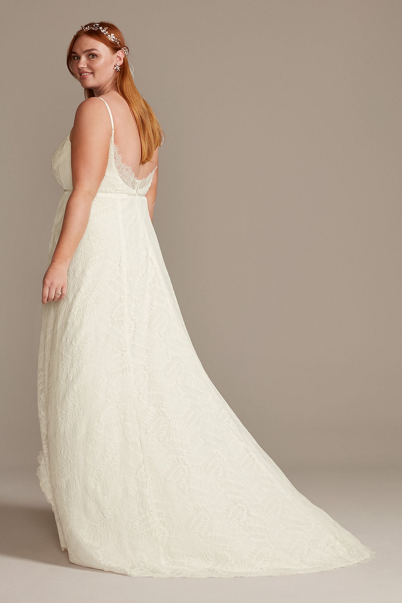 Leaf Pattern Lace A-Line Tall Plus Wedding Dress 4XL8MS251220