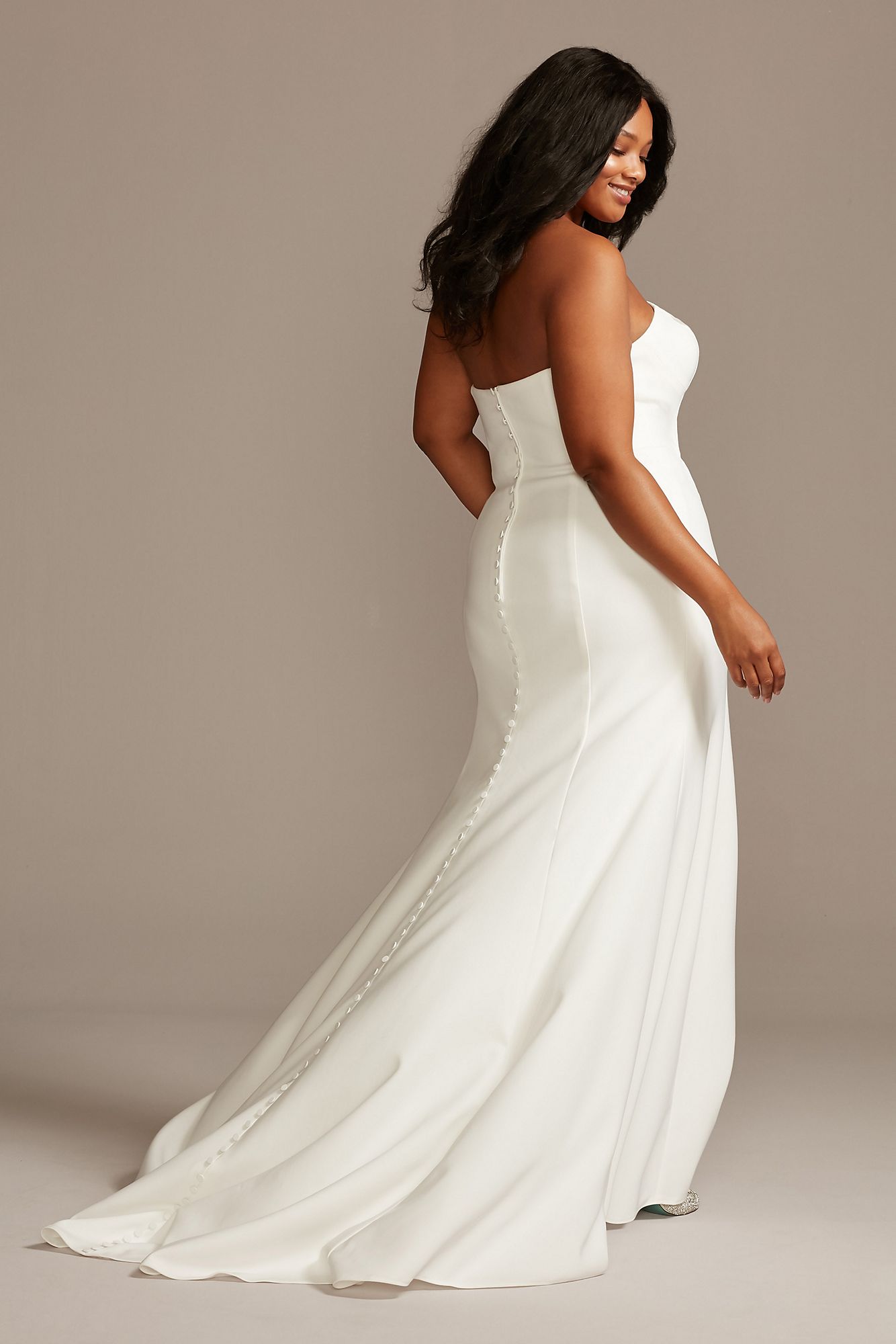 Strapless Crepe Button Back Tall Wedding Dress Collection 4XLWG3995