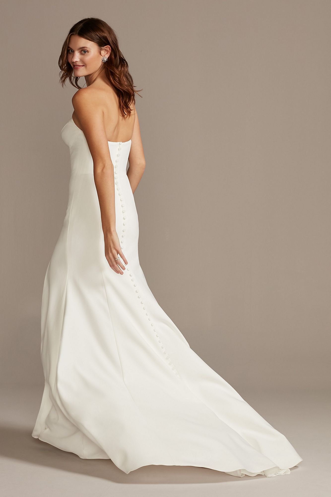 Strapless Crepe Button Back Wedding Dress Collection WG3995
