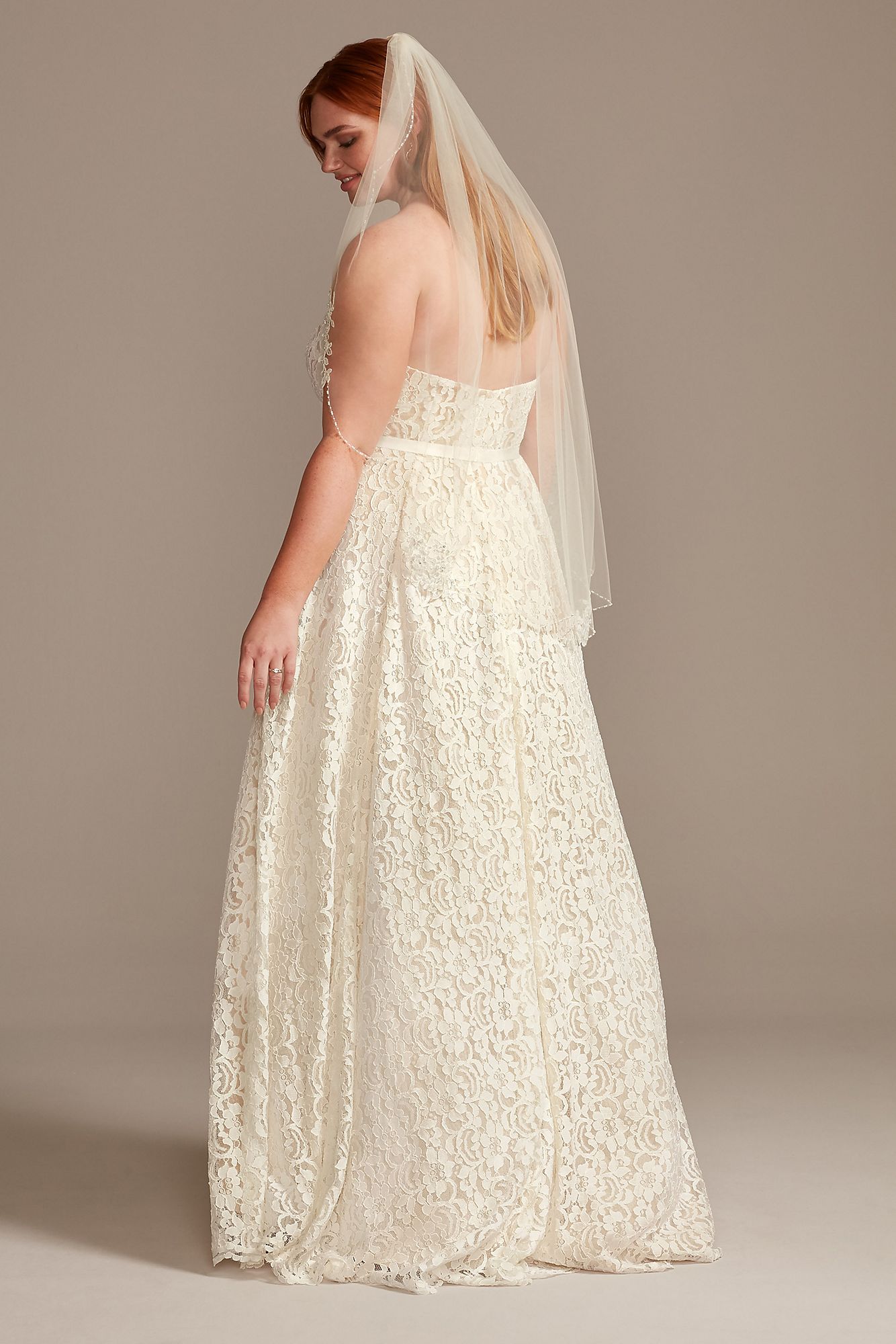 Plunge Lace Plus Size Wedding Dress  9WG3993