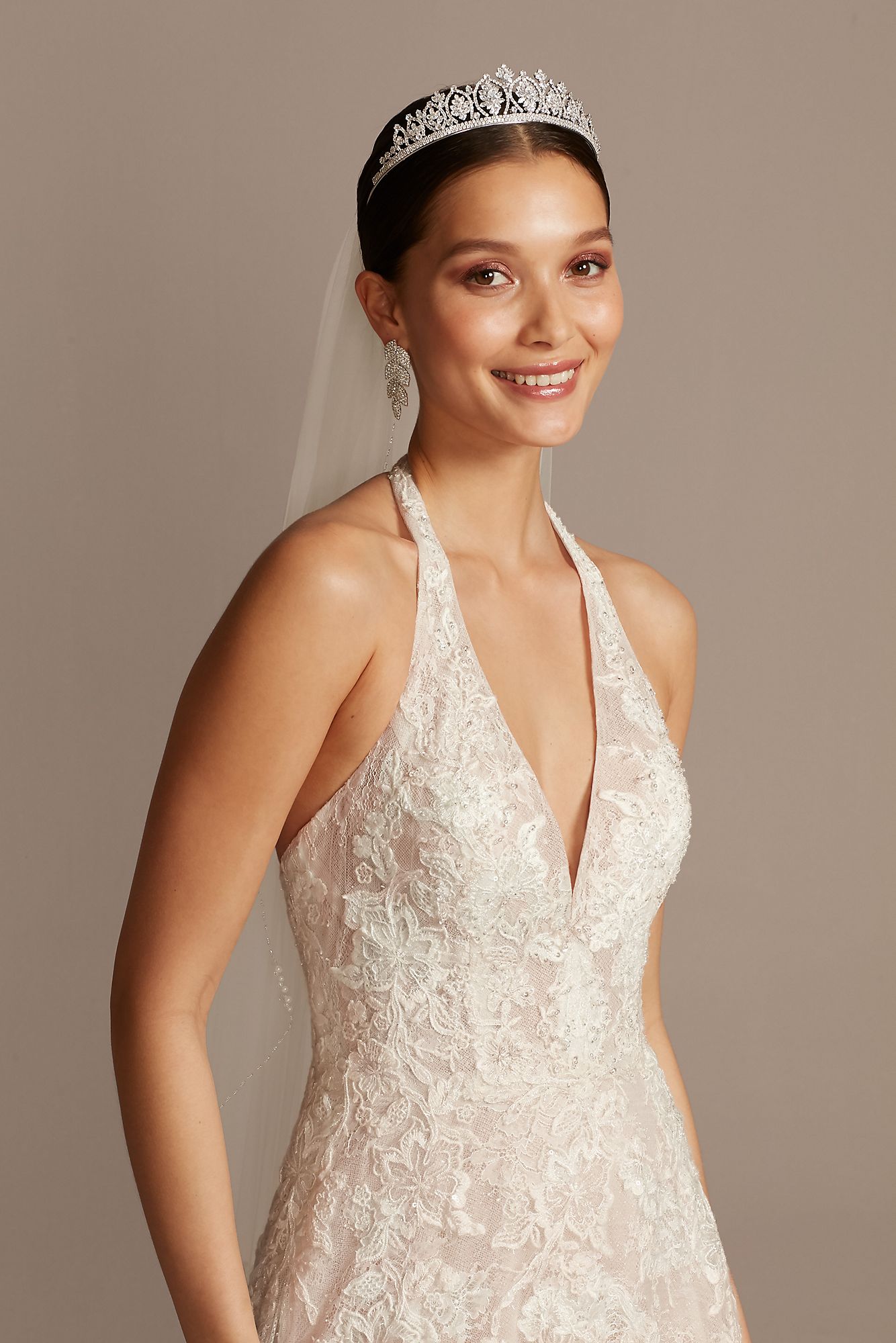 Beaded Lace Halter A-line Wedding Dress  CWG848