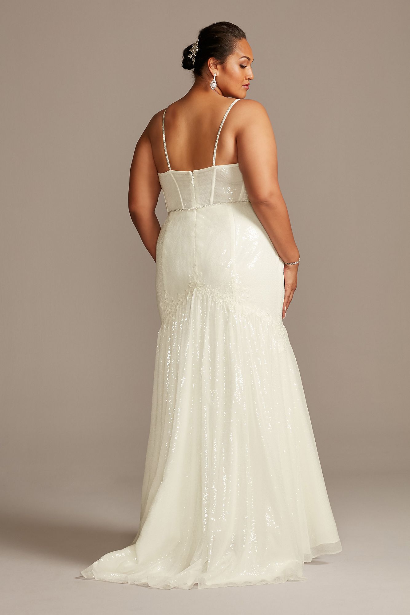 Allover Sequin Corset Plus Size Wedding Dress  9SWG854
