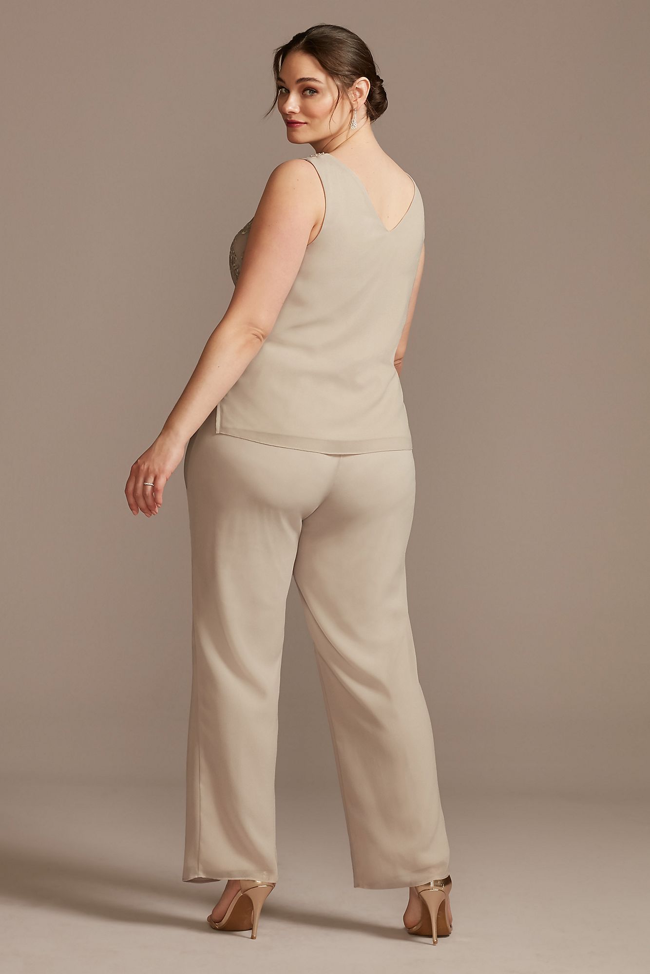 Embroidered Plus Size Three-Piece Pantsuit 29293