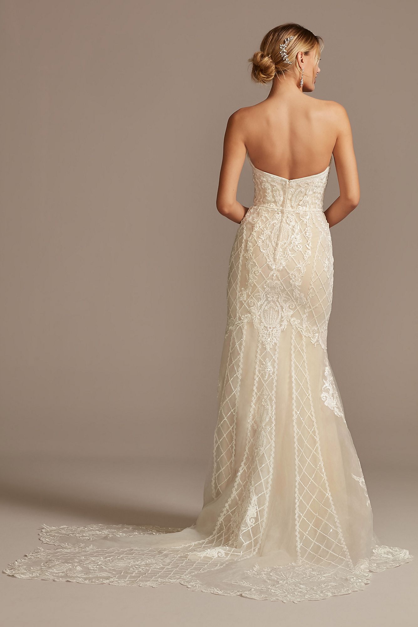 Beaded Scroll and Lace Mermaid Tall Wedding Dress 4XLCWG878