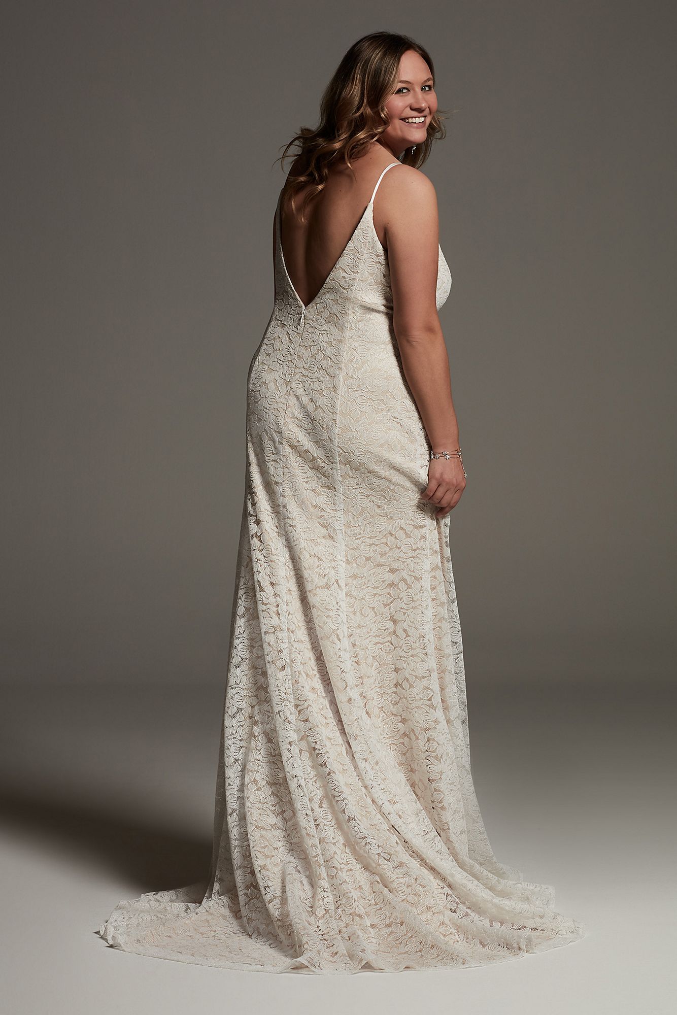 Floral Lace Plus Slip Wedding Dress  8VW351643