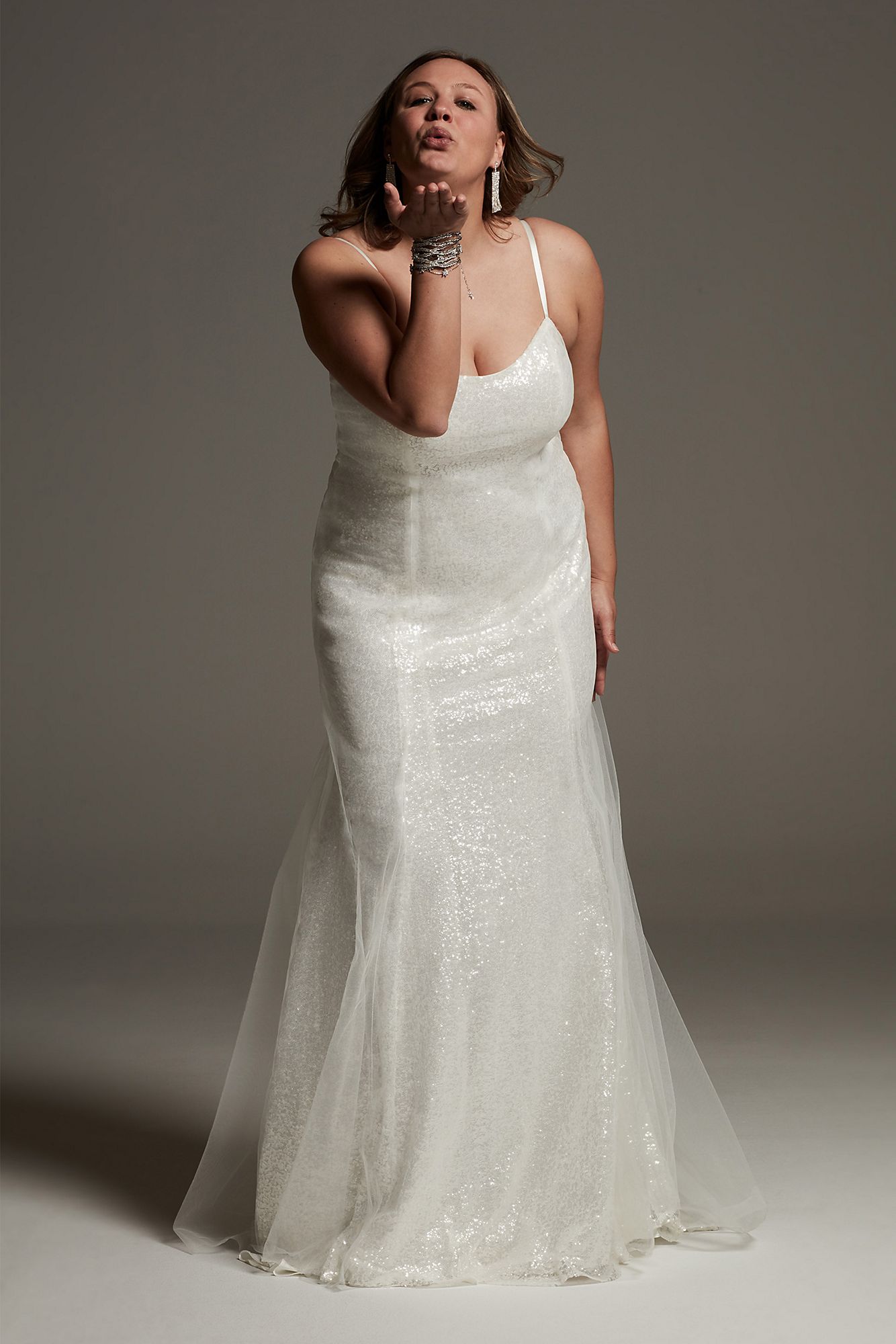 Wedding Dress Tulle Sequin Plus Slip Dress 8VW351644