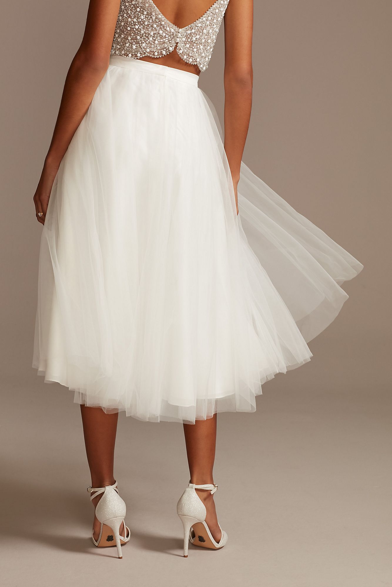 Tulle Wedding Separates Midi Skirt with Pockets DS150831