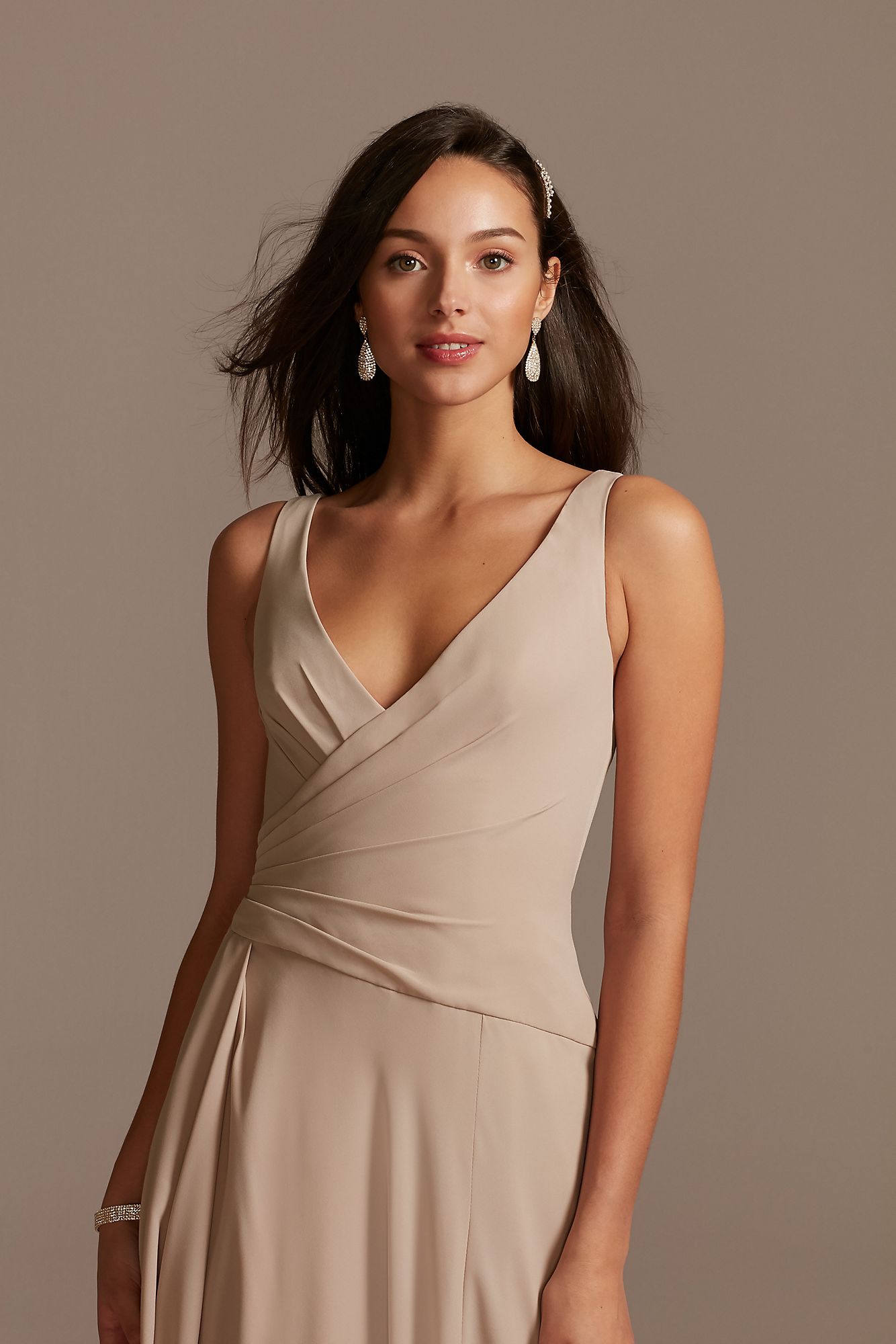 Tank Georgette Cascade Bridesmaid Dress with Slit F20225