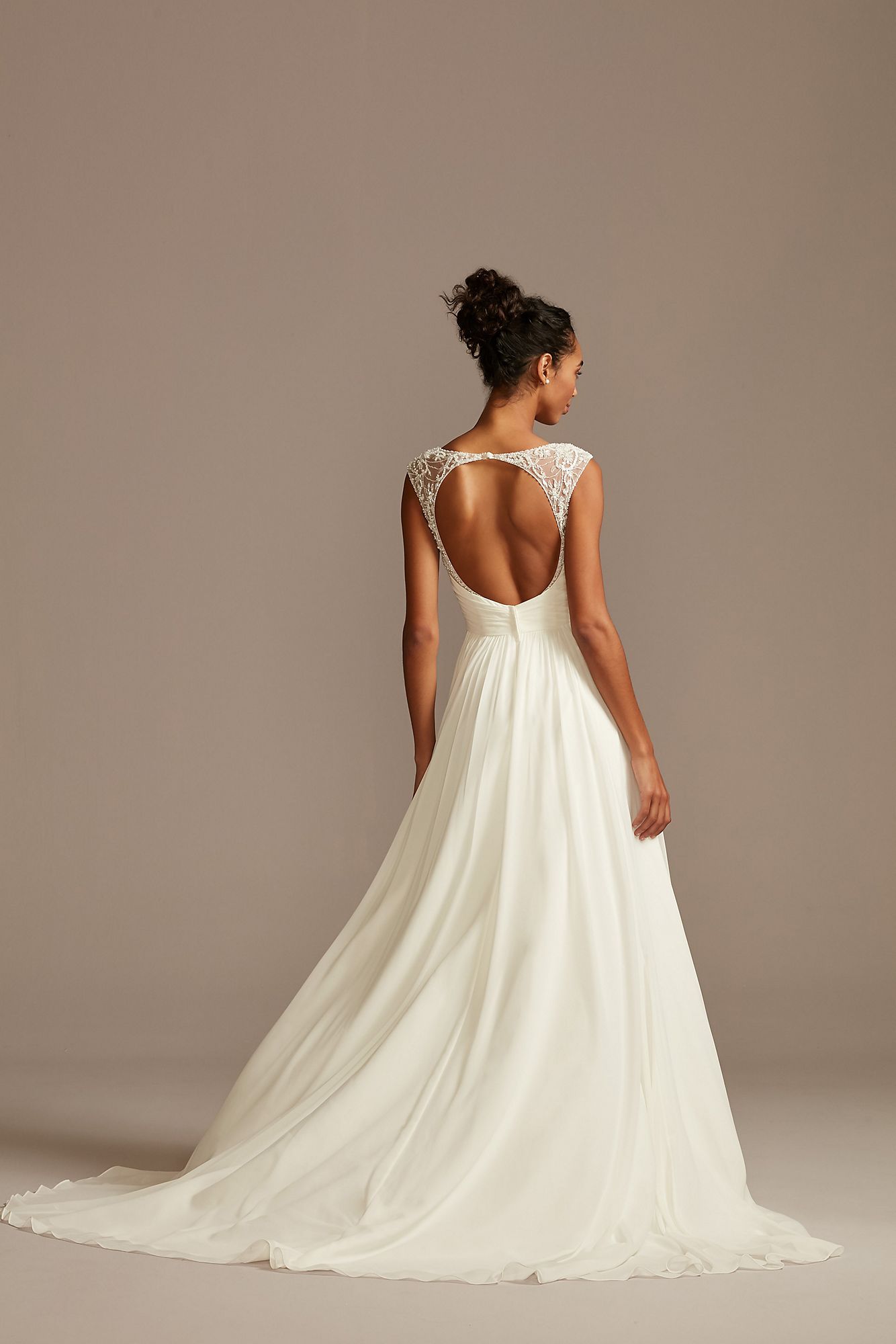 Beaded Keyhole Back Tall Chiffon Wedding Dress David's Bridal 4XLWG4003