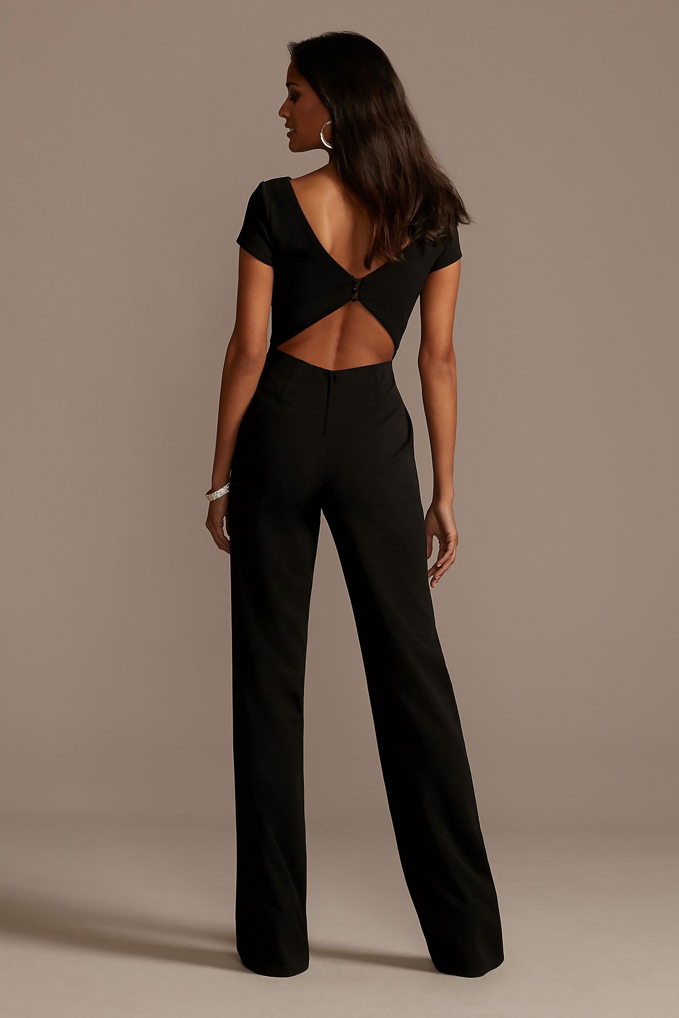 Short Sleeve Stretch Crepe Jumpsuit with Open Back DB Studio DS270115