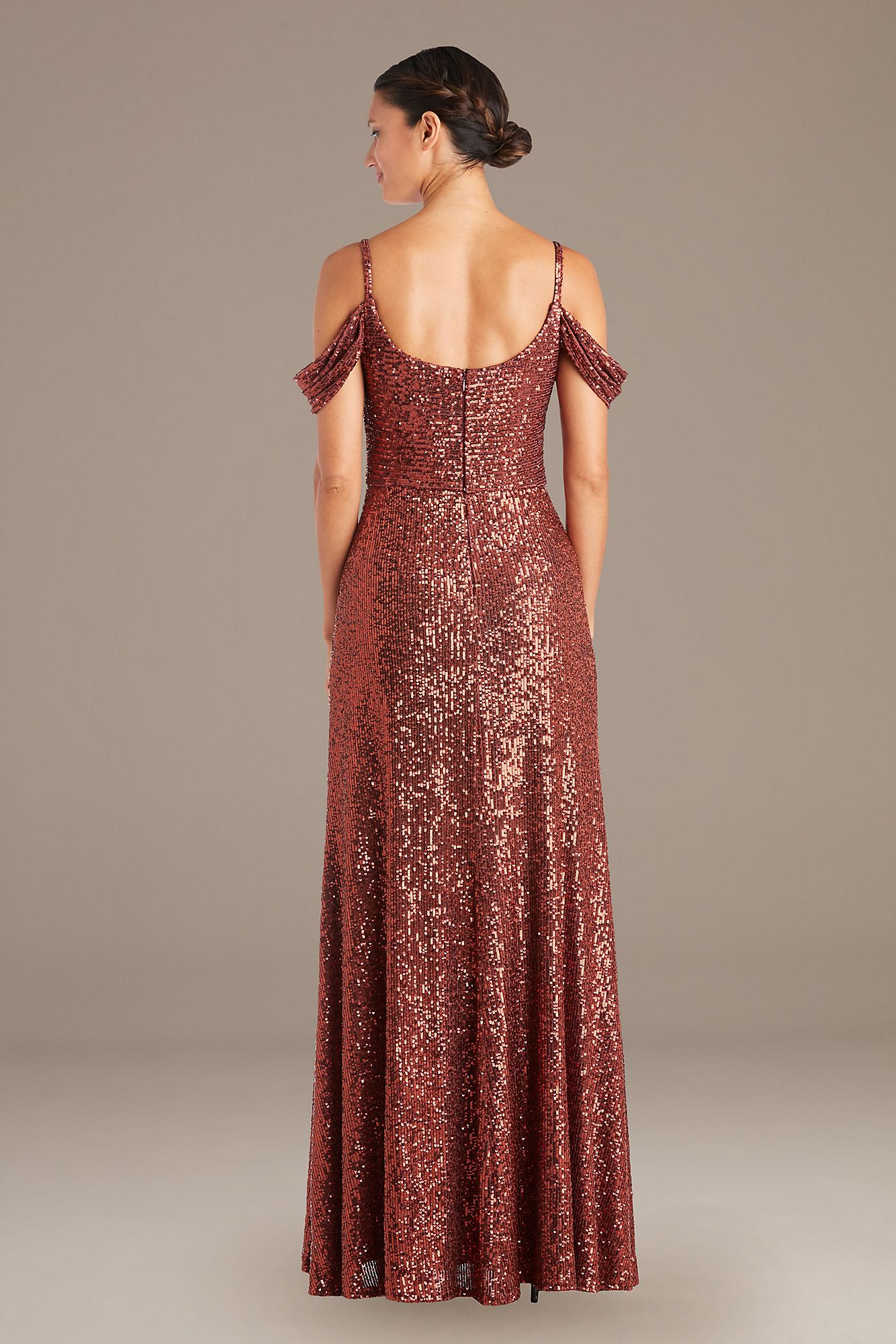 Swag Sleeve Allover Linear Sequin Gown RM Richards 21982