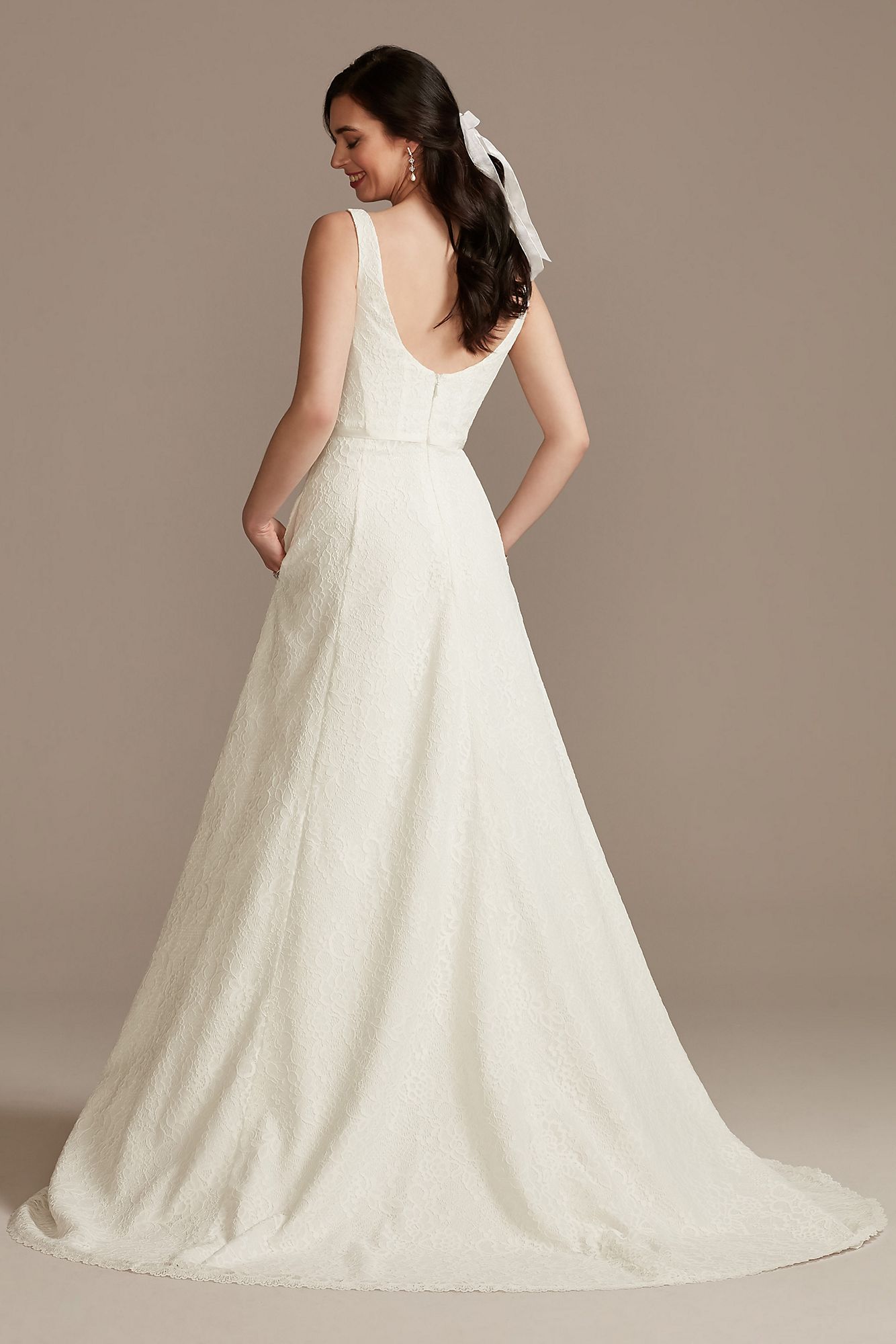 Lace A-Line Square Neck Tall Wedding Dress DB Studio 4XLWG4046