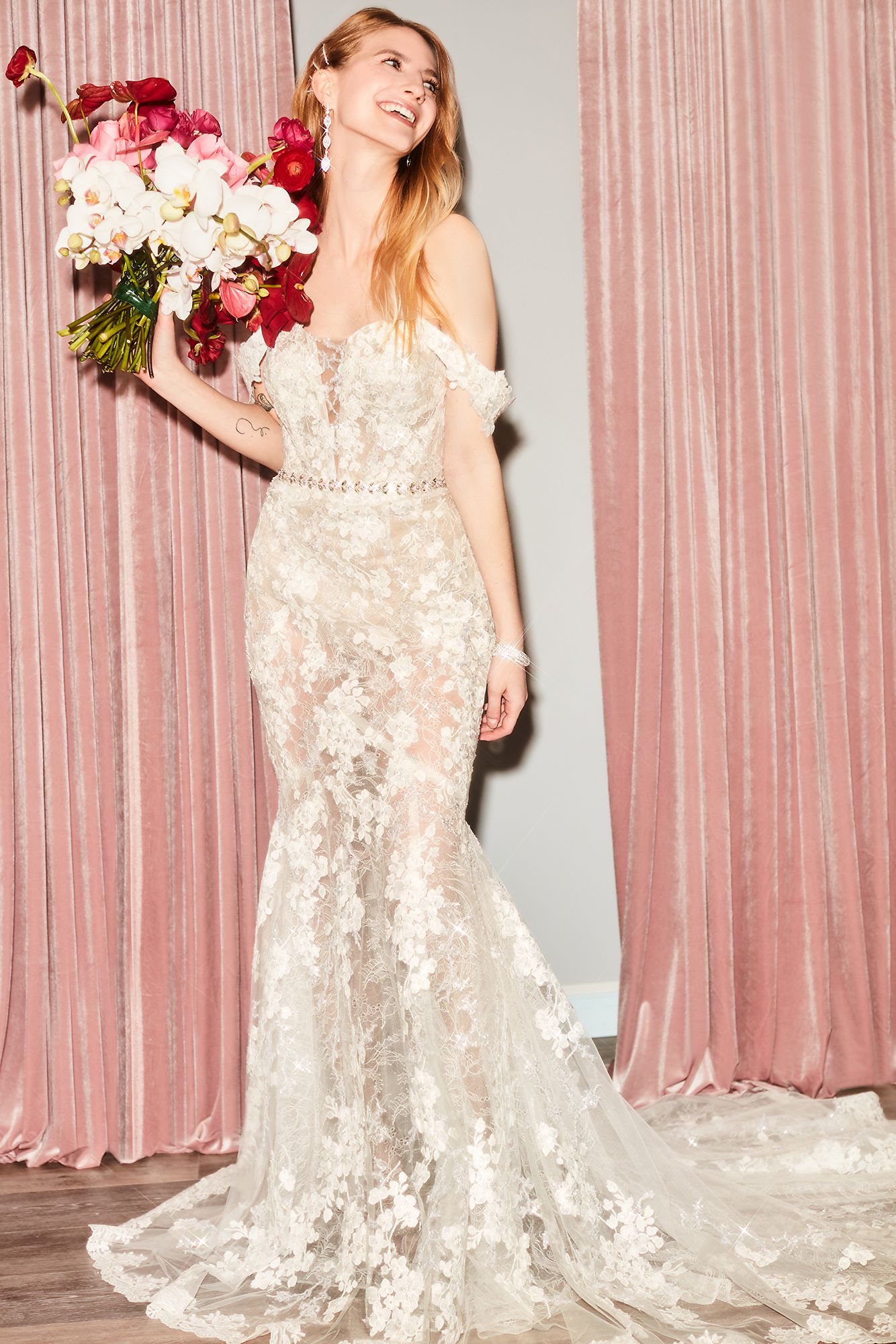 Illusion Lace Bodysuit Petite Wedding Dress Galina Signature 7MBSWG899