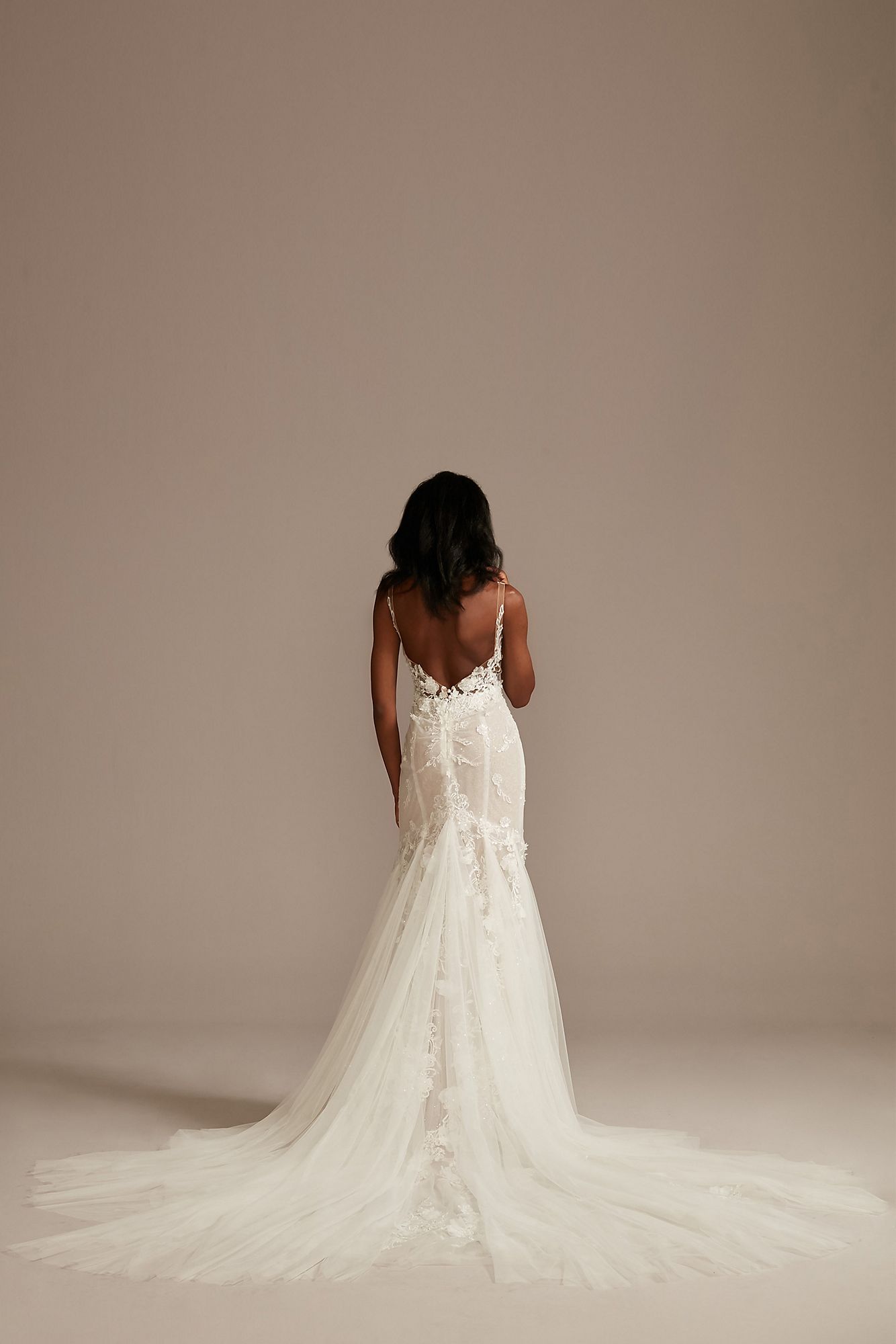 Beaded Lace 3D Floral Tulle Petite Wedding Dress Galina Signature 7SWG897
