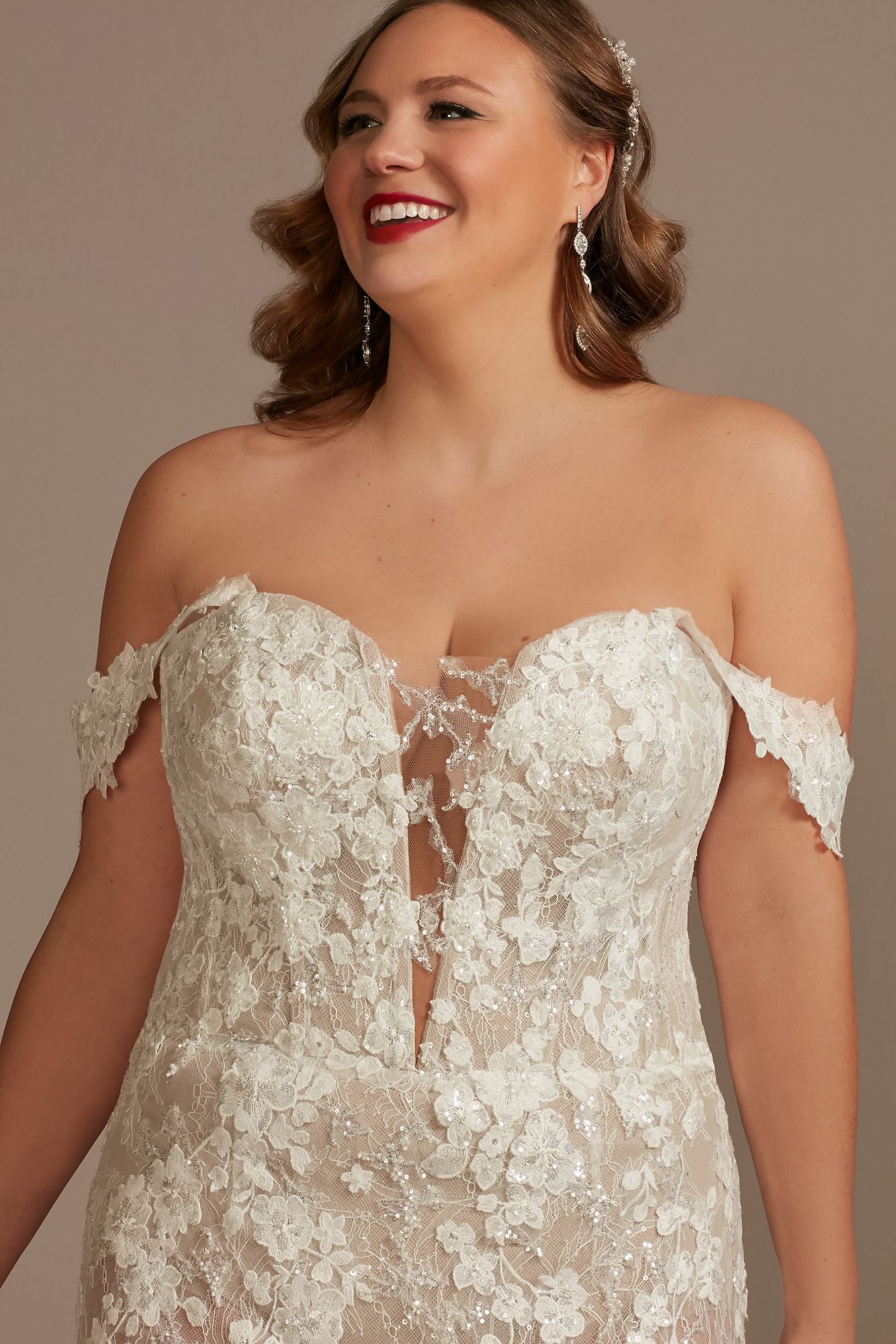 Embellished Illusion Lace Plus Size Wedding Dress Galina Signature 9MBSWG899