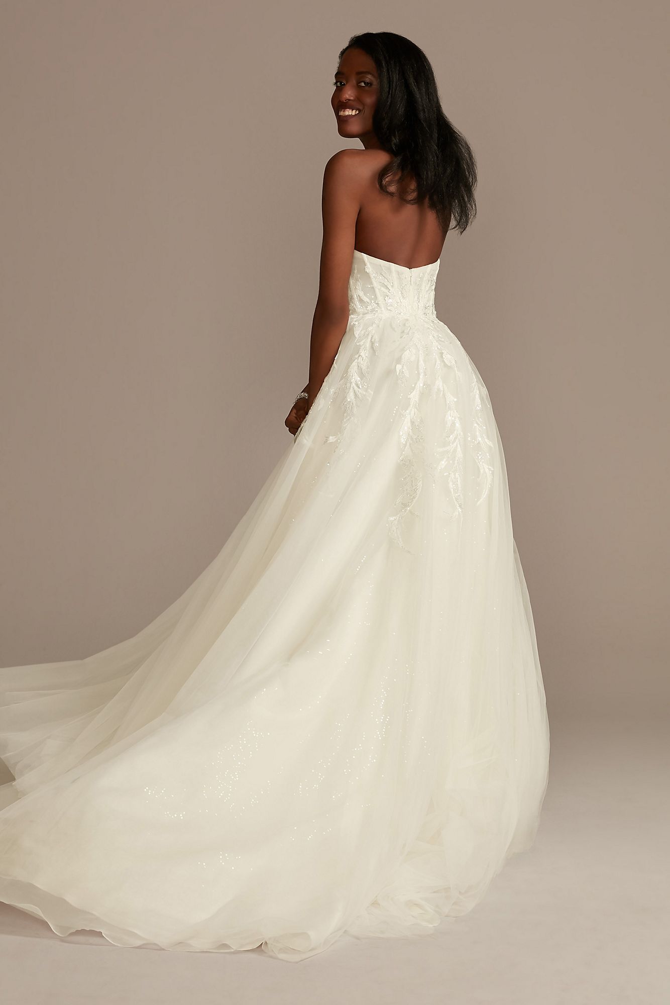 Removable Straps Tulle Wedding Dress with Slits Galina Signature LSSWG898