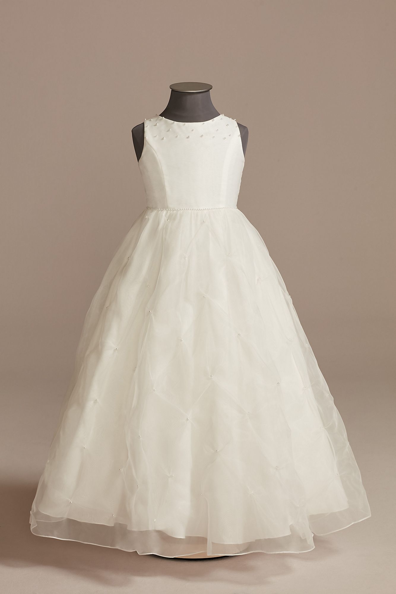 Puckered Flower Girl Dress with Hand-Placed Pearls DB Studio WG1426