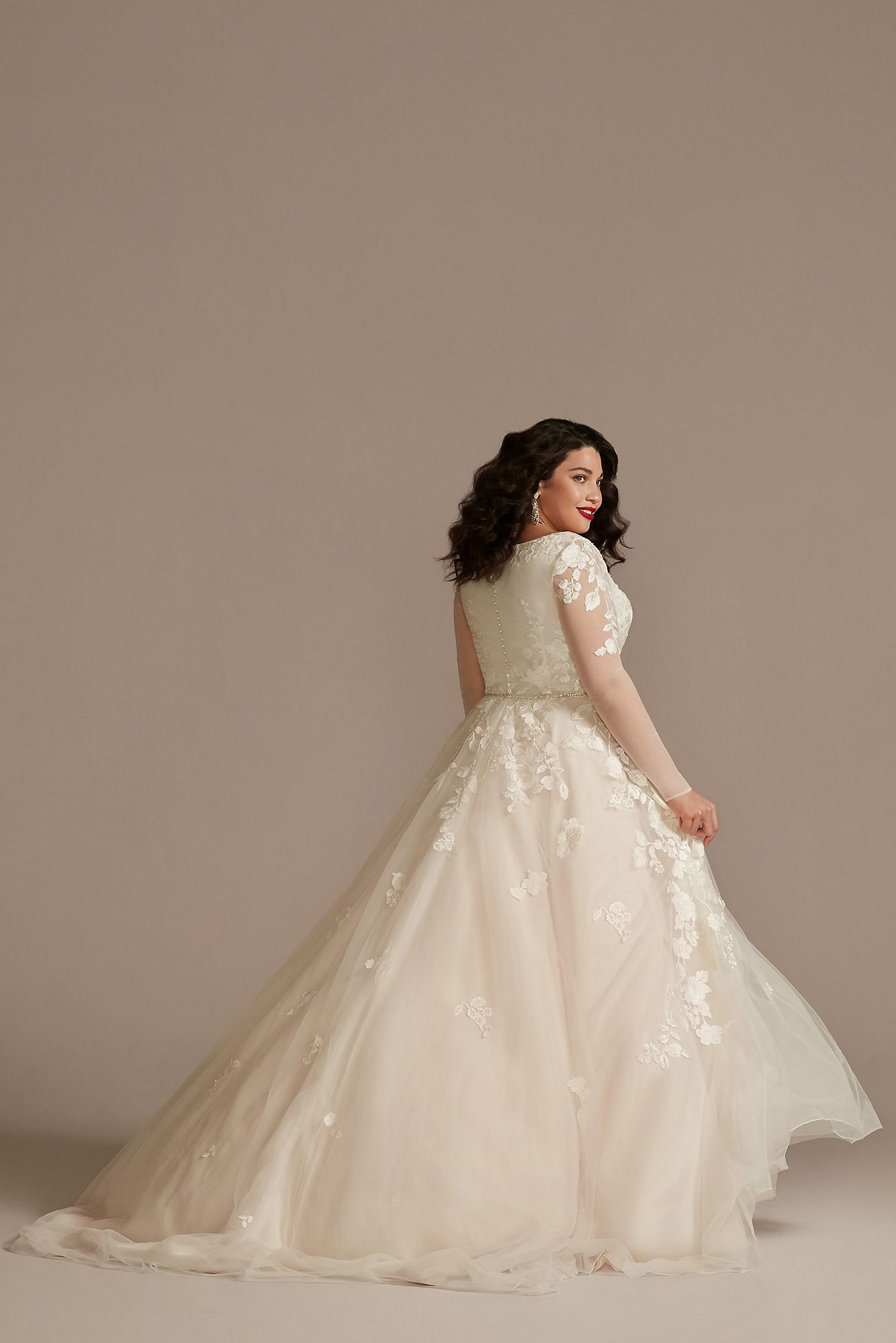 Illusion Long Sleeve Tall Plus Wedding Dress Galina Signature 4XL9LBSWG820
