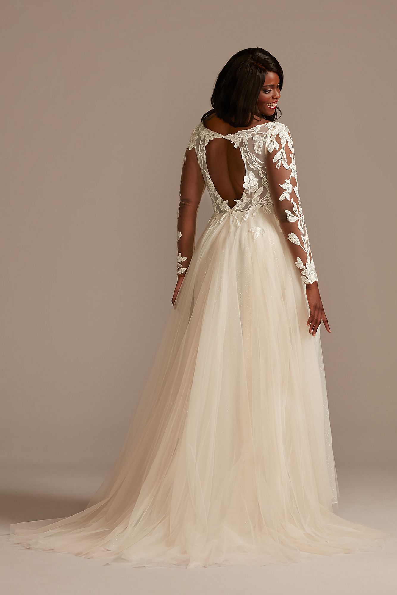 Long Sleeve Lace Appliqued Tall Plus Wedding Dress Galina Signature 4XL9SLSWG862