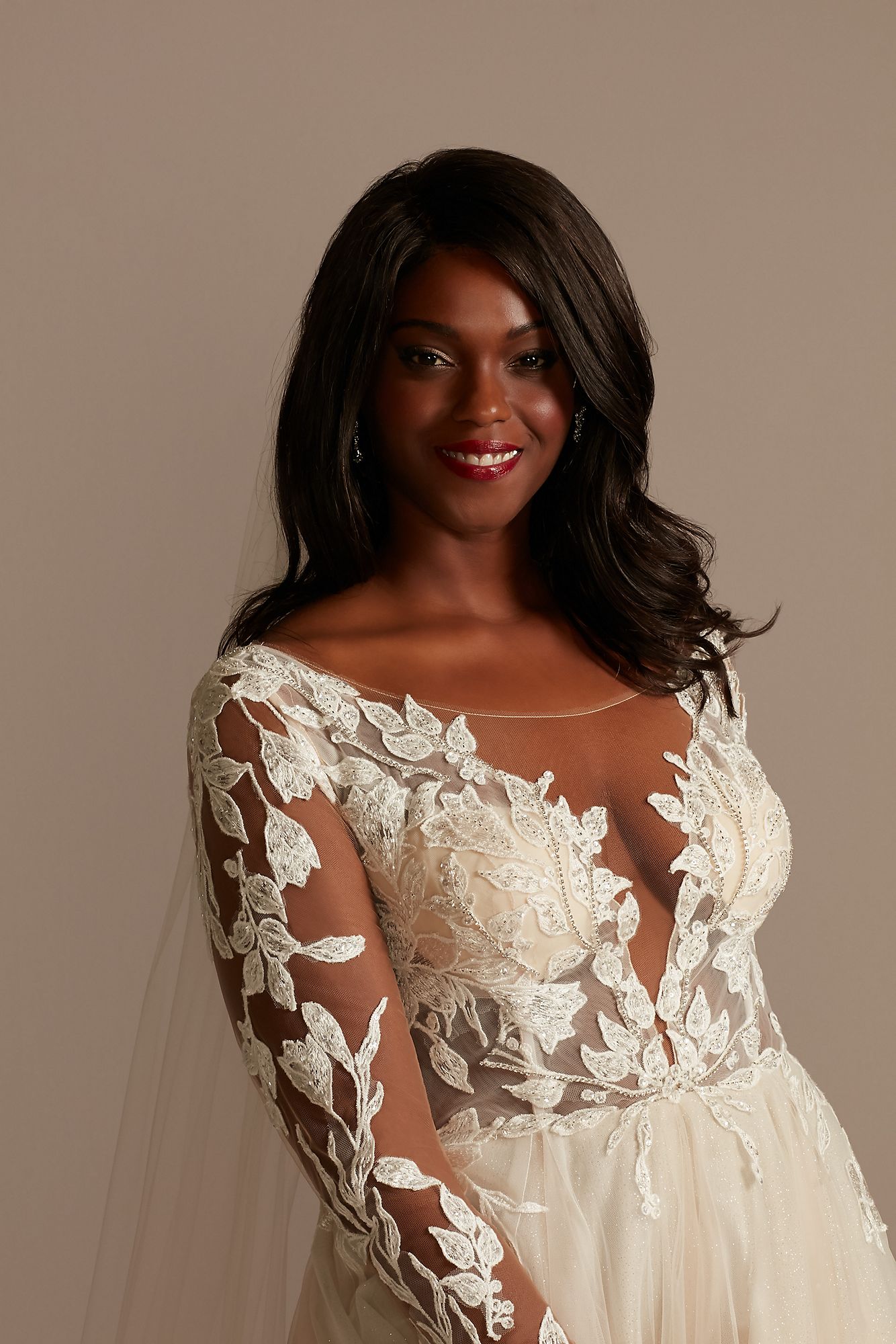Long Sleeve Lace Appliqued Tall Plus Wedding Dress Galina Signature 4XL9SLSWG862