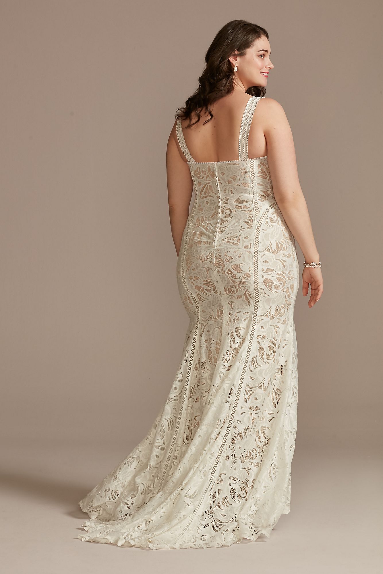 Strapless Stretch Lace Tall Plus Wedding Dress DB Studio 4XL9WG4022