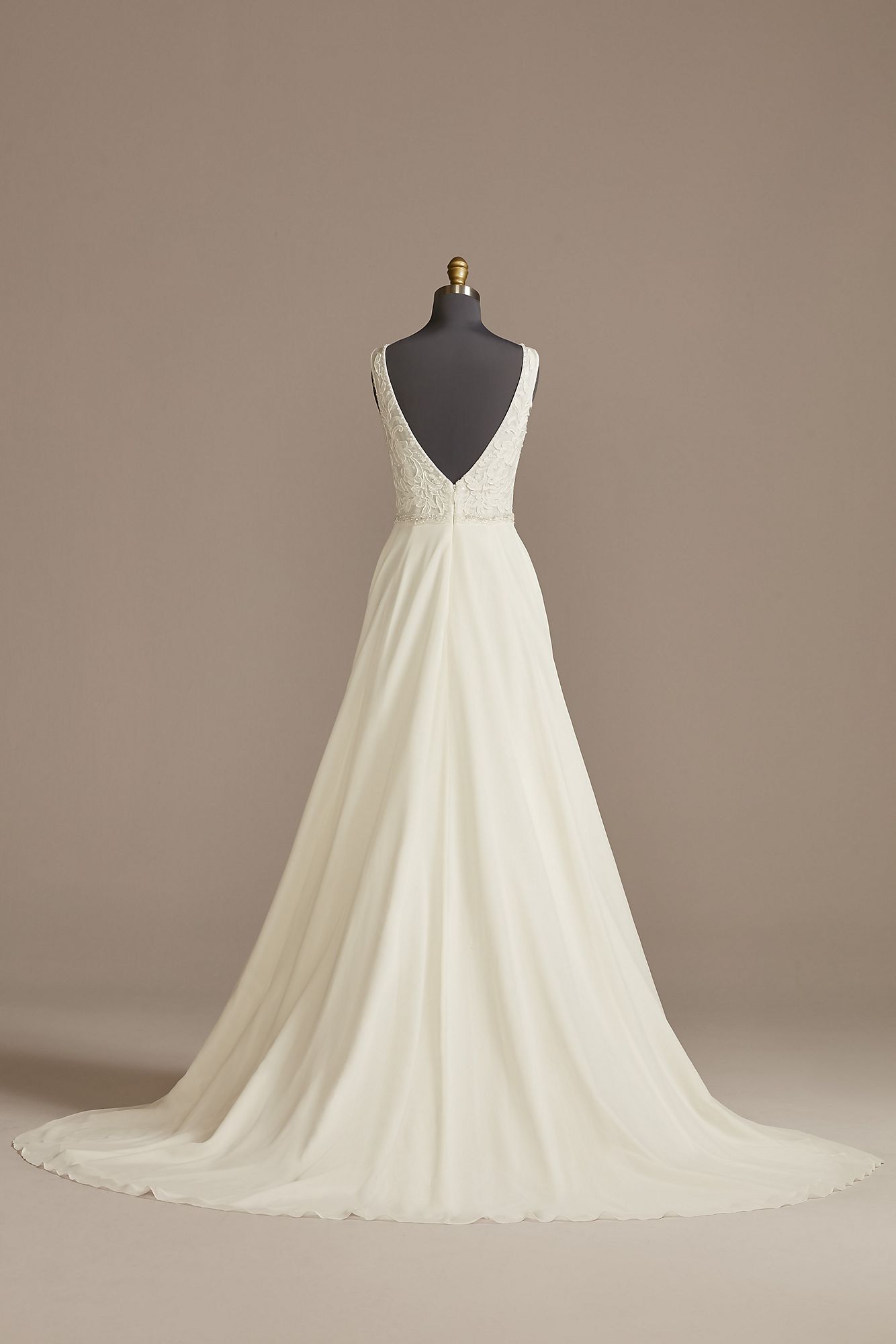 Lace Applique Plunge Chiffon Tall Wedding Dress Galina Signature 4XLLBSWG842