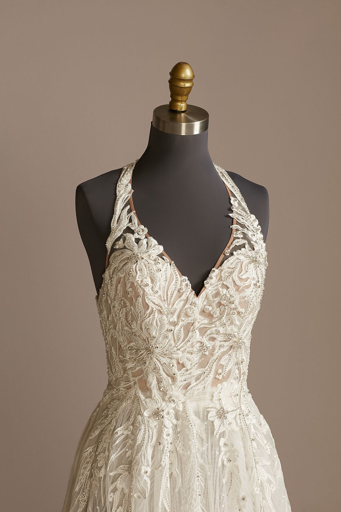 Floral Open Back Bodysuit Tall Wedding Dress Galina Signature 4XLMBSWG841