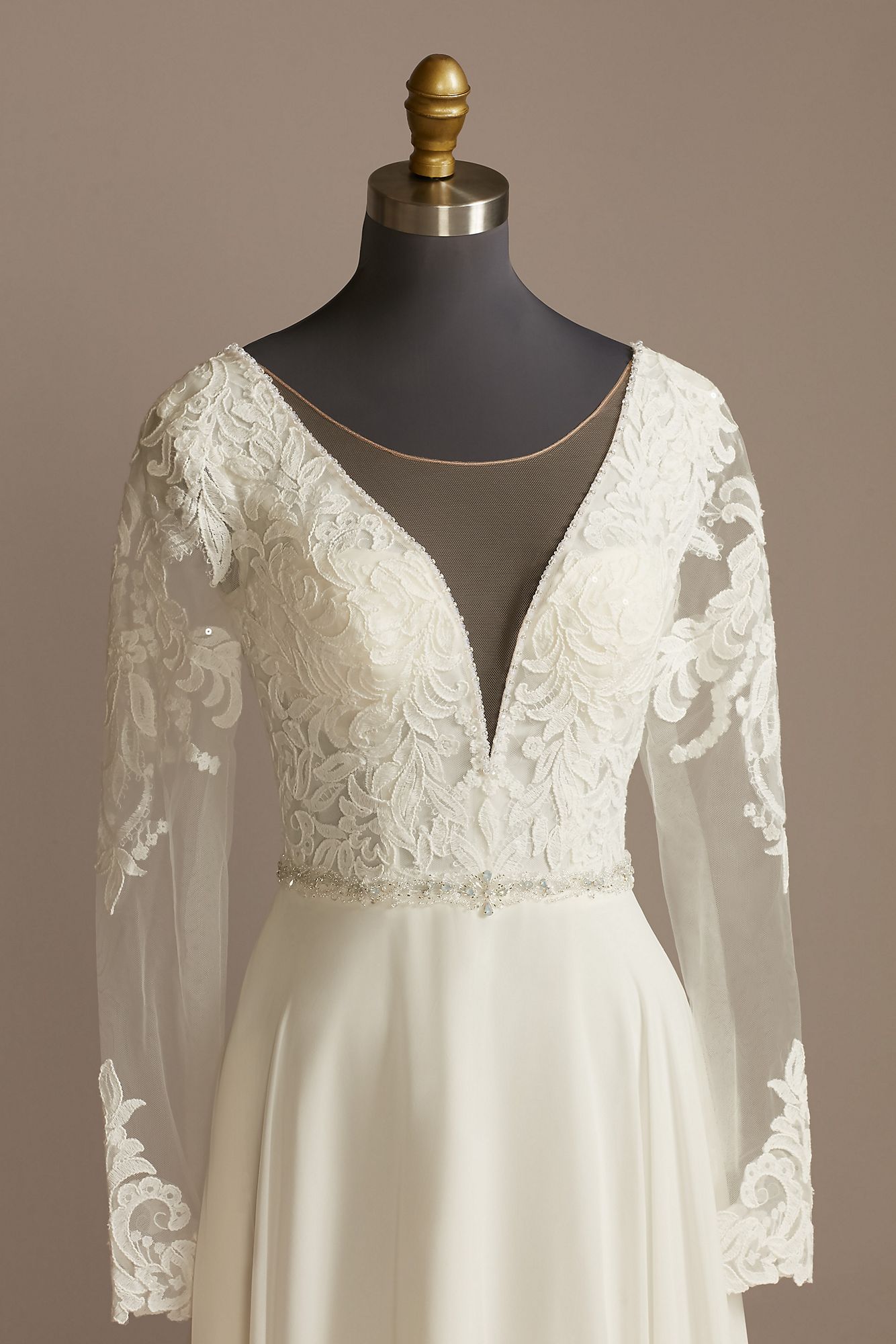 Long Sleeve Lace Applique Tall Wedding Dress Galina Signature 4XLSLLBSWG842