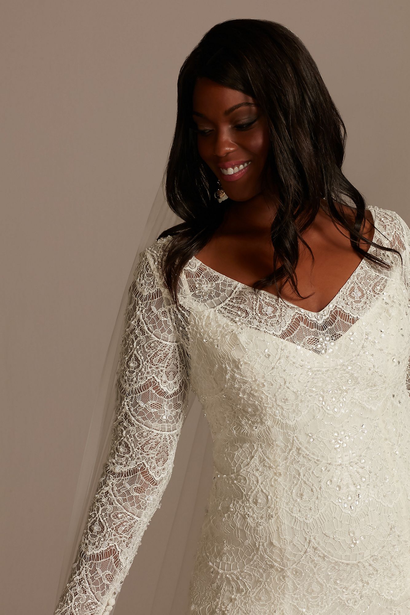 Beaded Lace Long Sleeve Plus Size Wedding Dress Melissa Sweet 8SLMS251206
