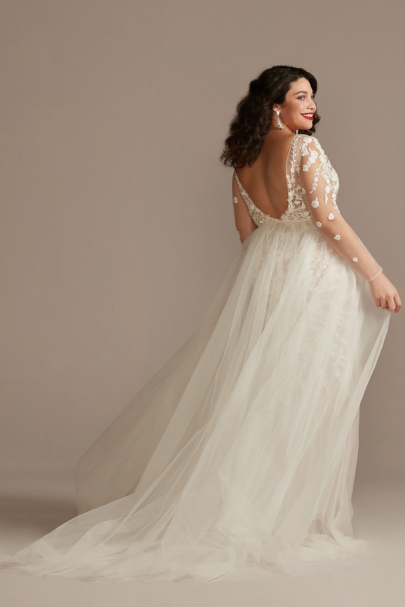 Long Sleeve Bodysuit Plus Size Wedding Dress Galina Signature 9LSSWG851