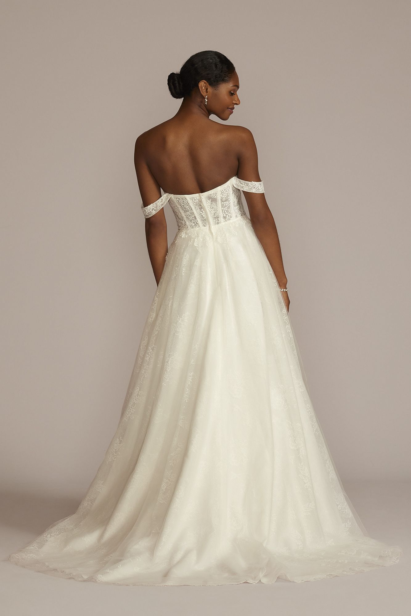 Floral Applique Corset Bodice Tall Wedding Gown DB Studio 4XLWG4051