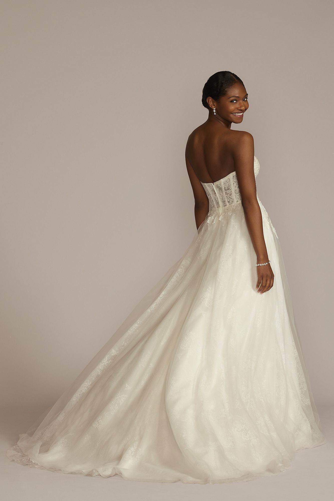 Floral Applique Corset Bodice Petite Wedding Gown DB Studio 7WG4051