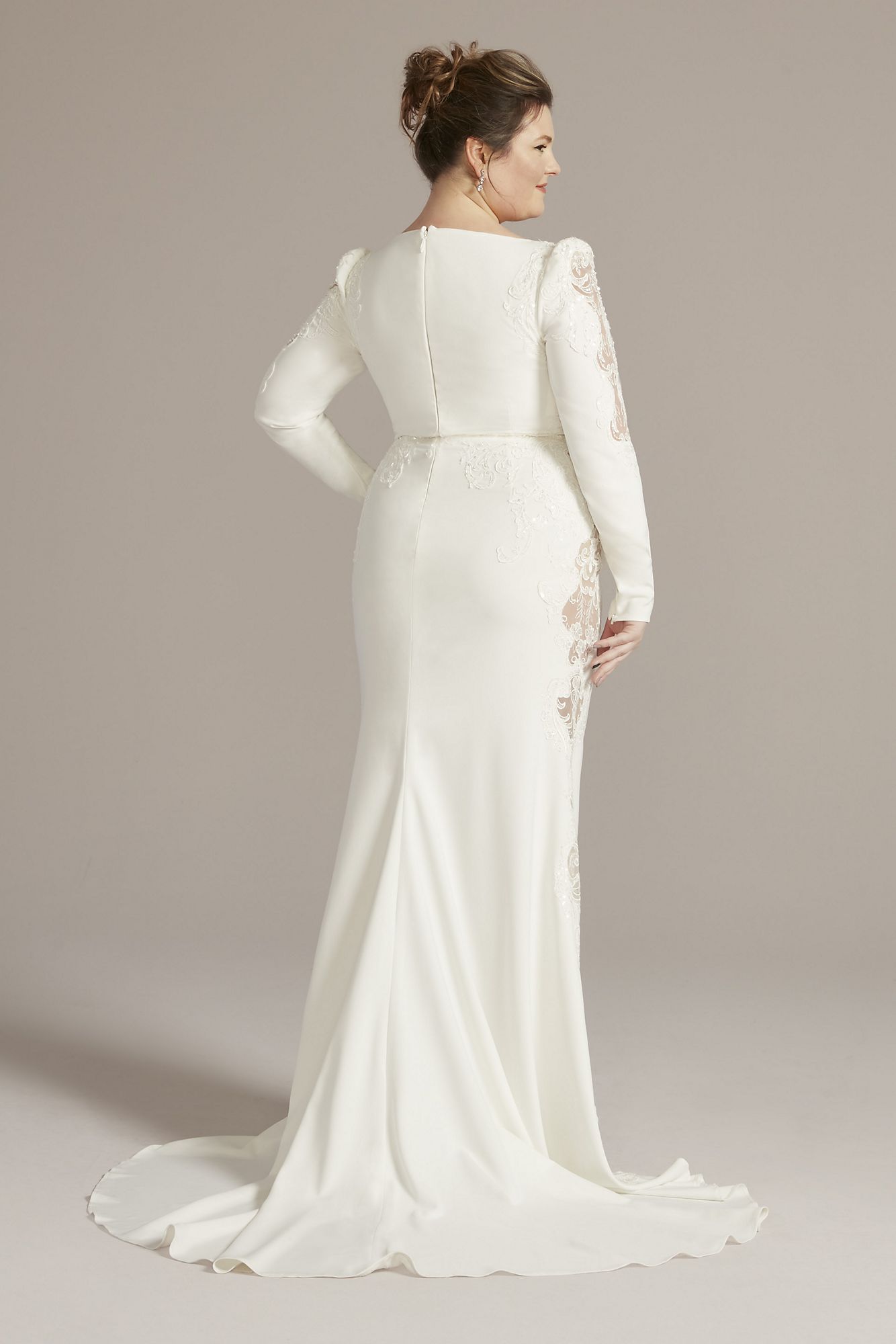 Long Sleeve Crepe Mermaid Plus Size Wedding Gown Galina Signature 9SWG919