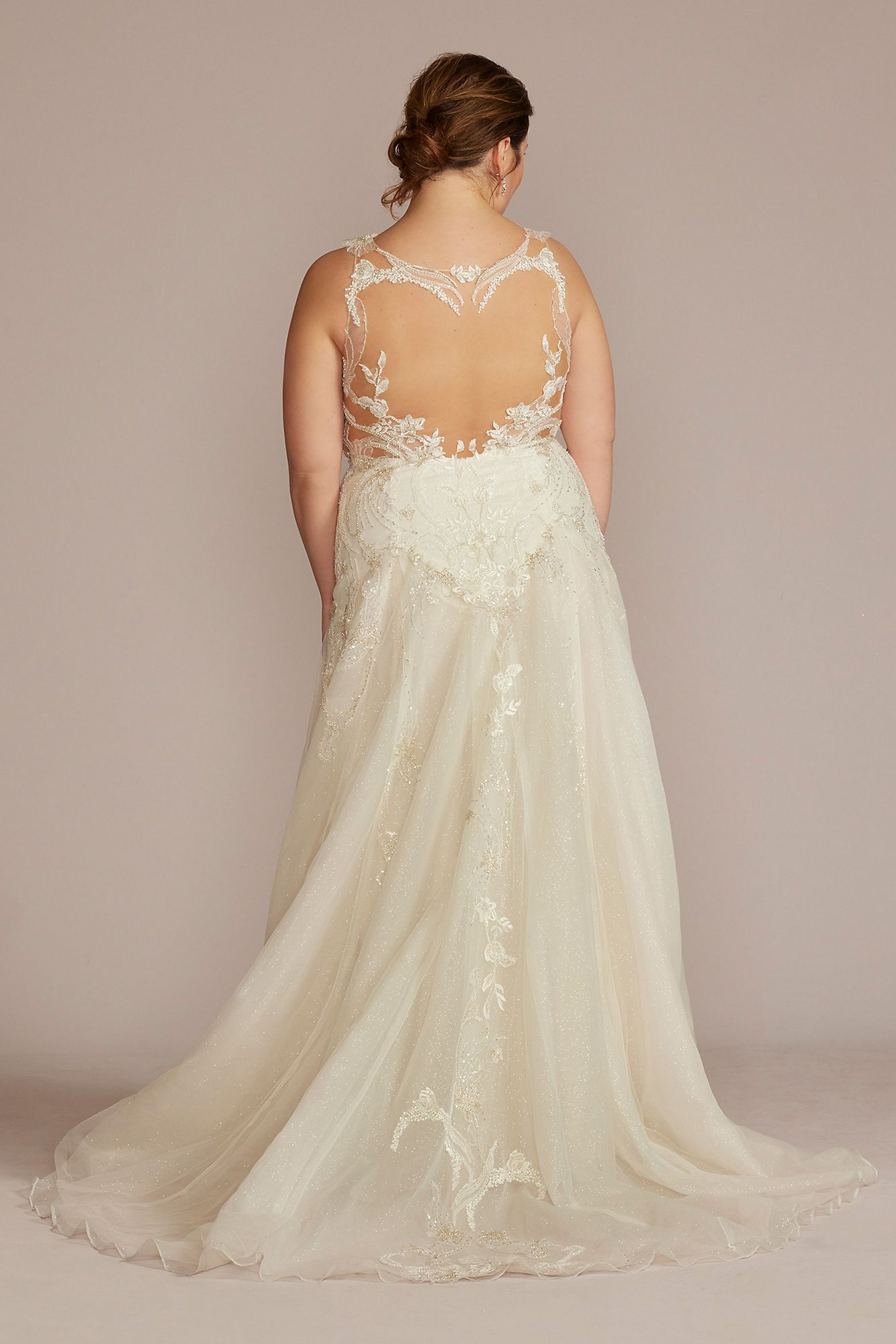 Drop Waist Beaded Applique Plus Size Wedding Gown Galina Signature 9SWG923