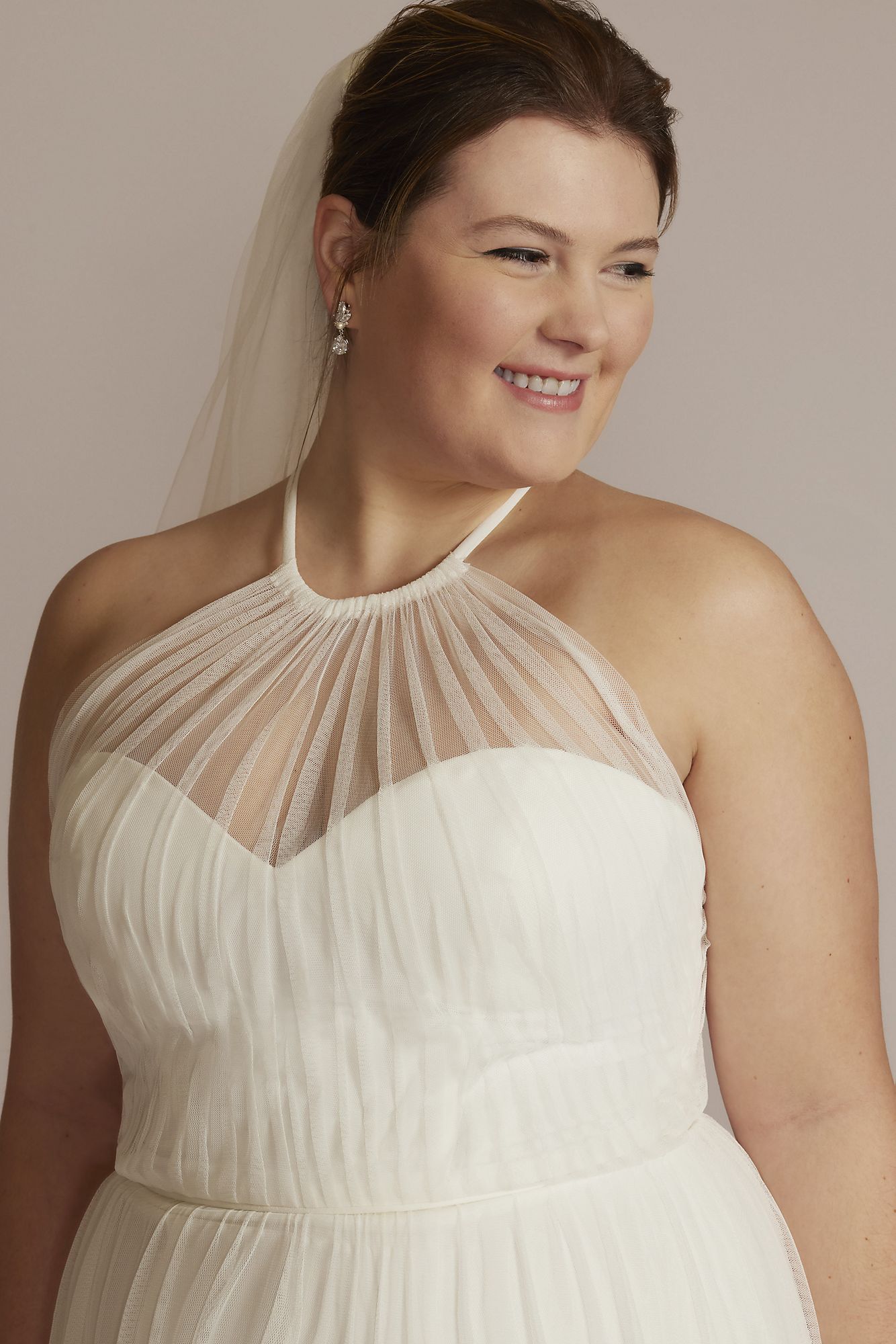Halter Plus Size Wedding Gown with Tiered Skirt DB Studio 9WG4050