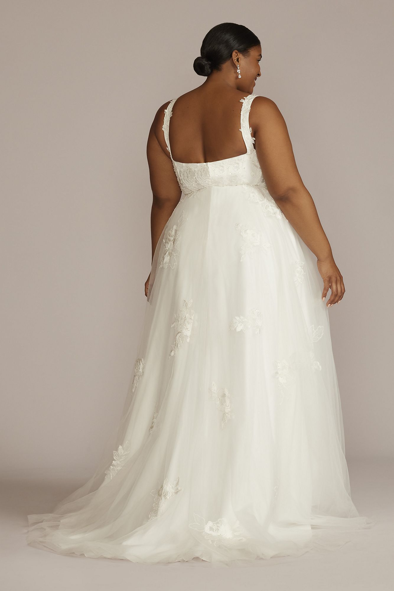 Floral Scoop Neck Tank Plus Size Wedding Gown DB Studio 9WG4062