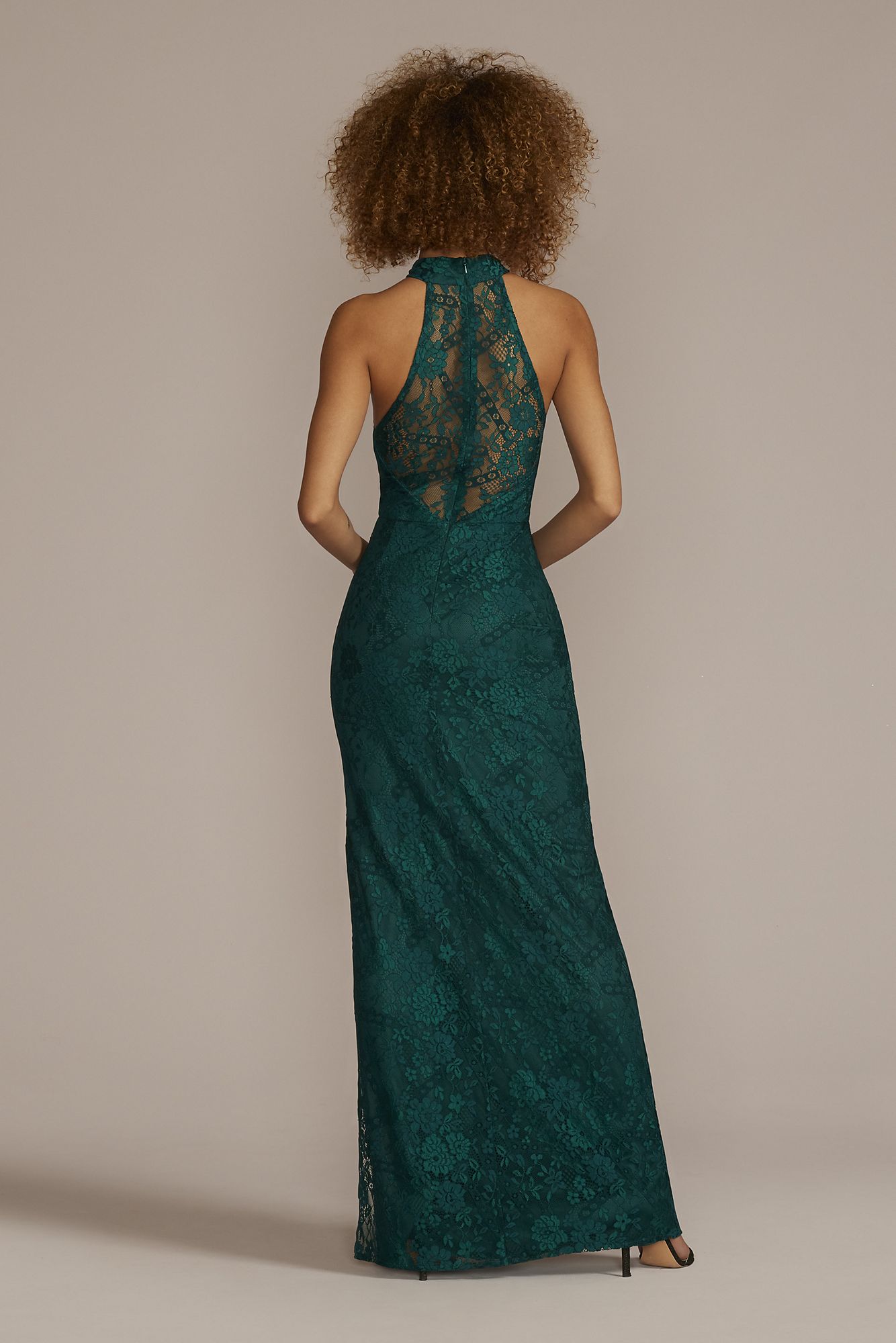Allover Lace Halter Gown with Slit DB Studio D21NY22155V1